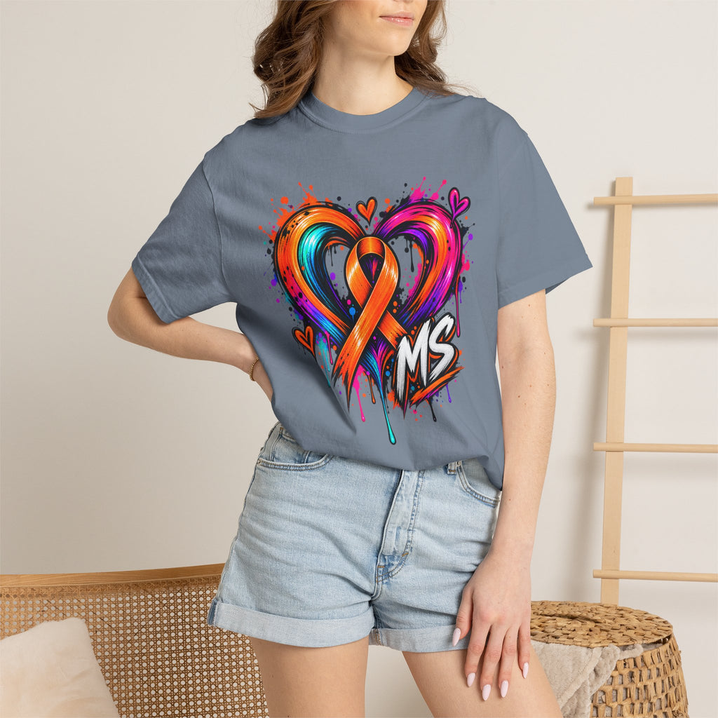 MS- Awareness Heart Ribbon T-Shirt — “Not All Wounds Are Visible” Neuropathy Support Tee