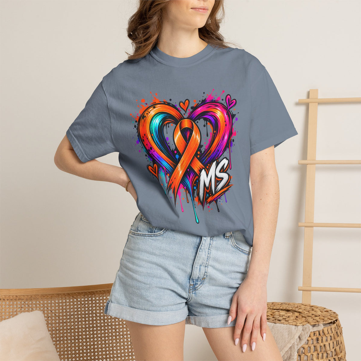 MS- Awareness Heart Ribbon T-Shirt — “Not All Wounds Are Visible” Neuropathy Support Tee