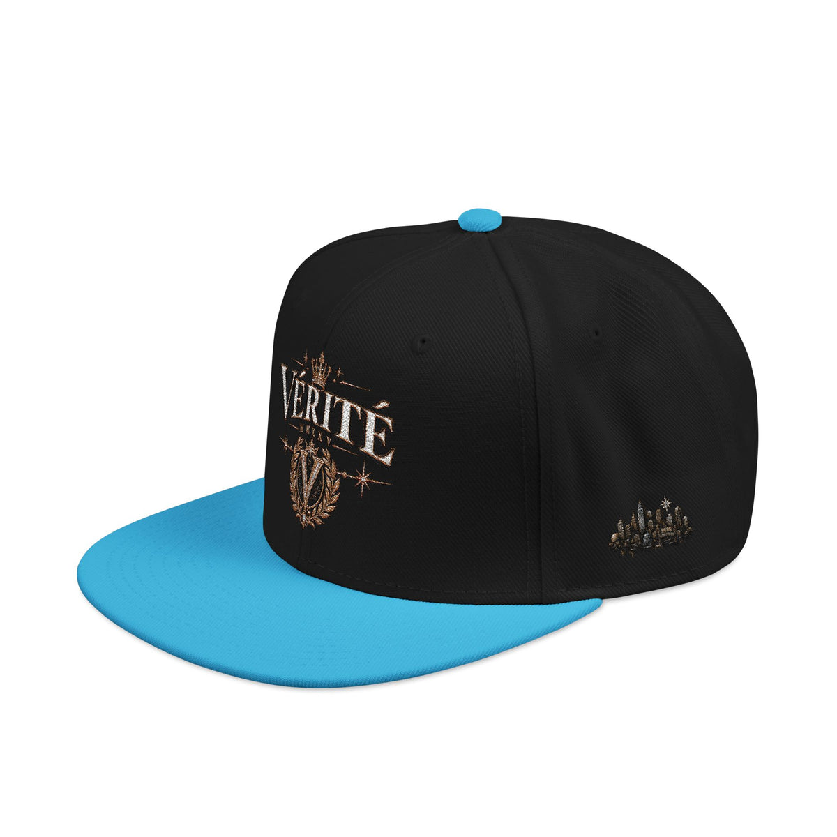 Hat-Embroidered 'Verité' Snapback Hat – Gold Sparkle Logo