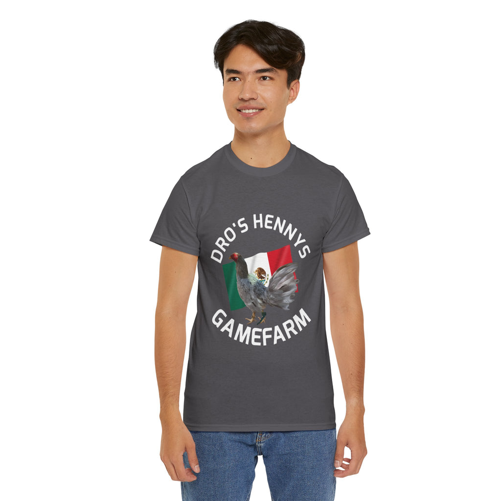 Henny-Gamefowl Tee — "Dro's Henny's Gamefarm" Mexican Flag Rooster Shirt