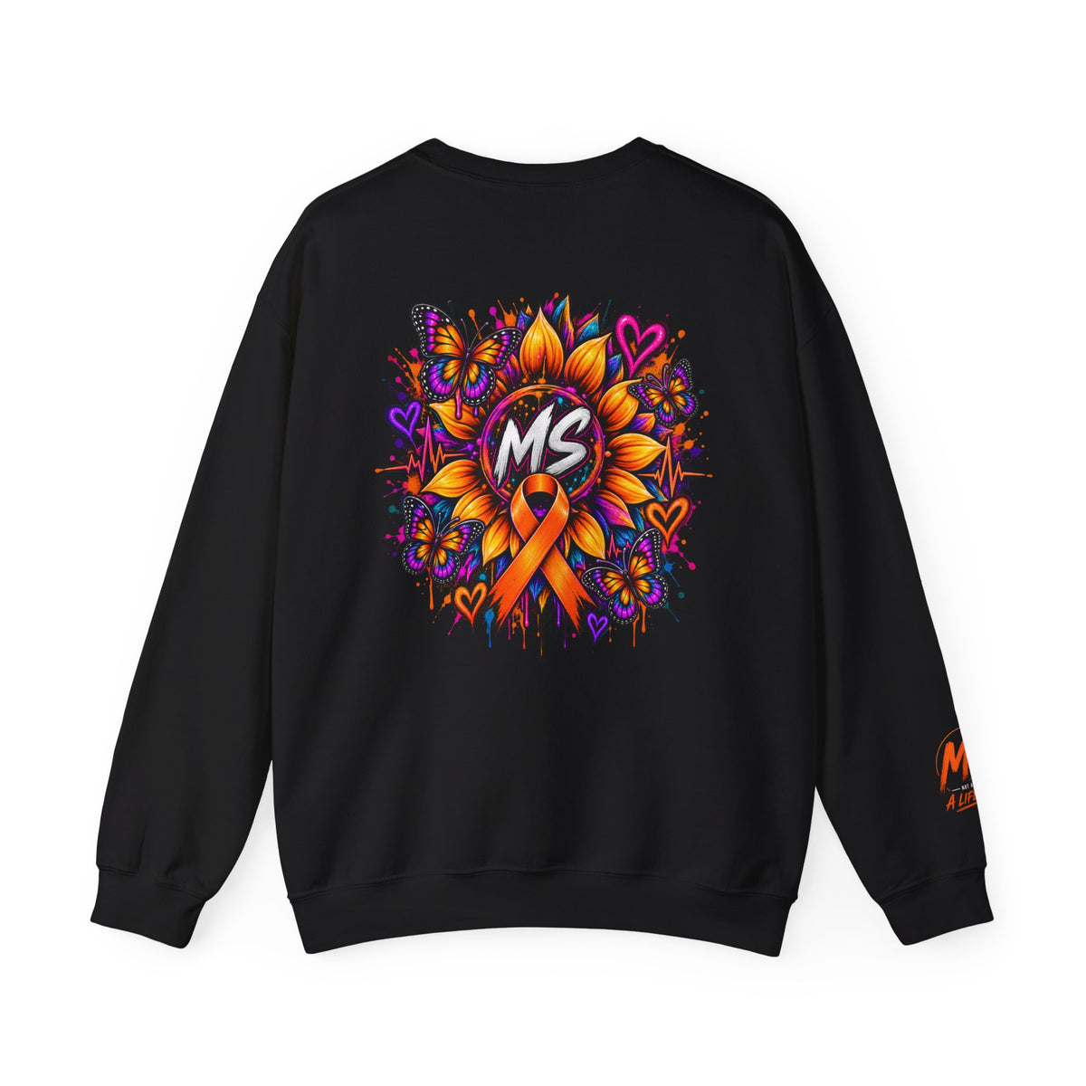 MS- Awareness Crewneck Sweatshirt — "Not All Wounds Are Visible" Orange Ribbon Design