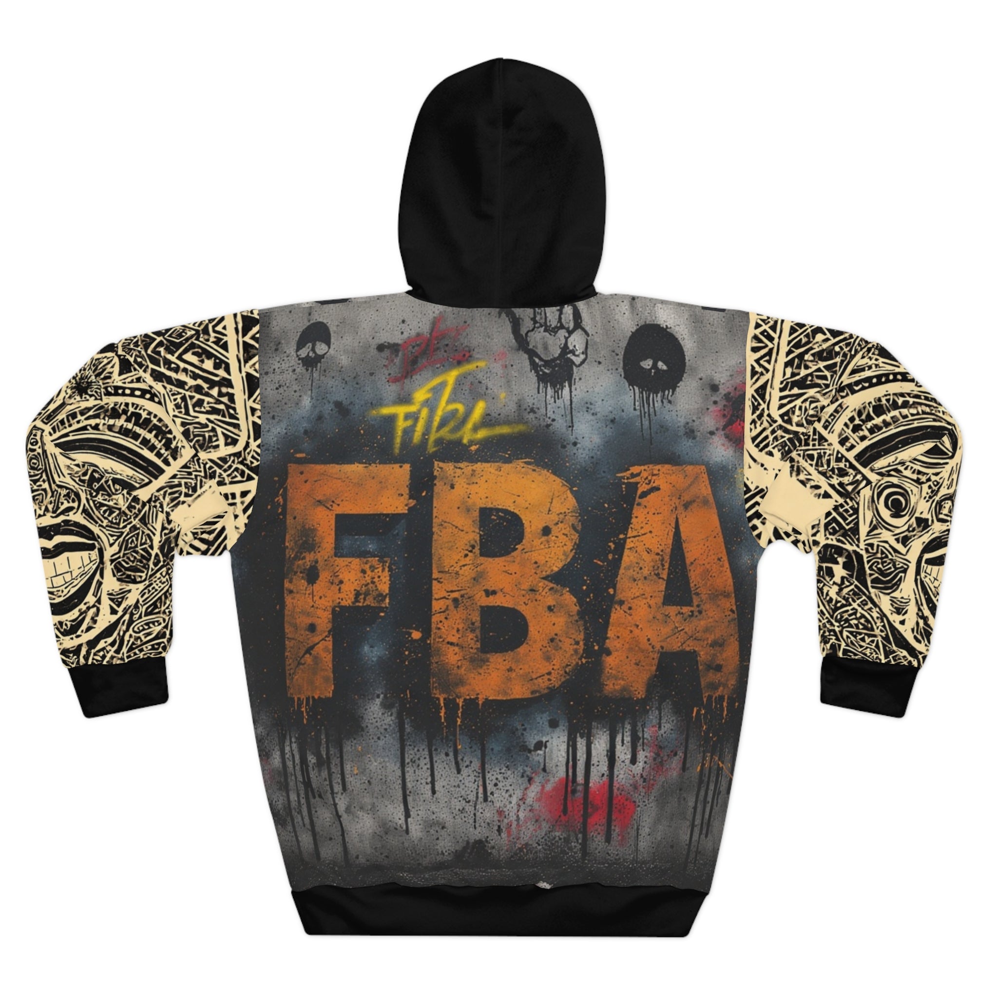 FBA- Graffiti Hoodie – Urban Streetwear Pullover with Tribal Sleeve Art