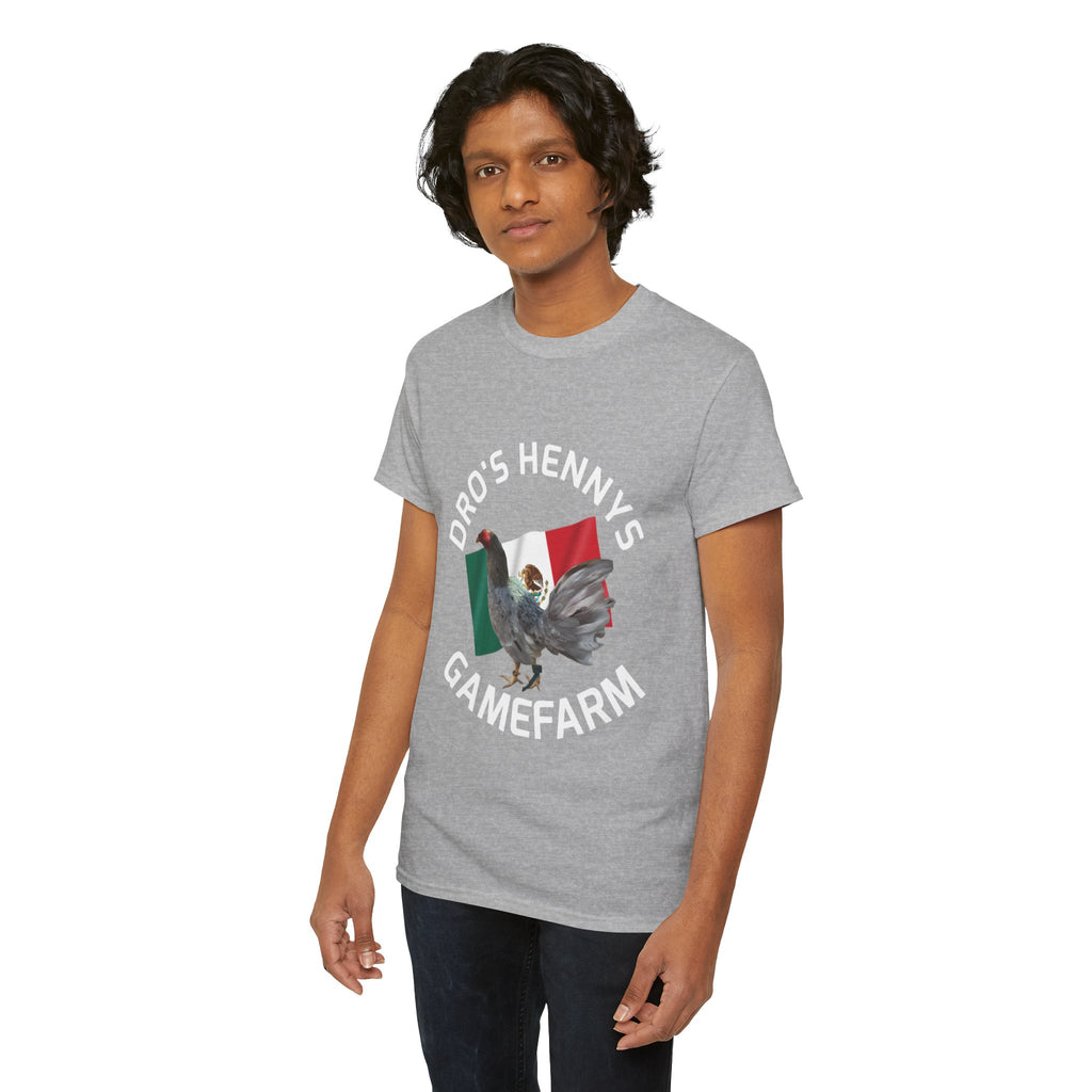 Henny-Gamefowl Tee — "Dro's Henny's Gamefarm" Mexican Flag Rooster Shirt