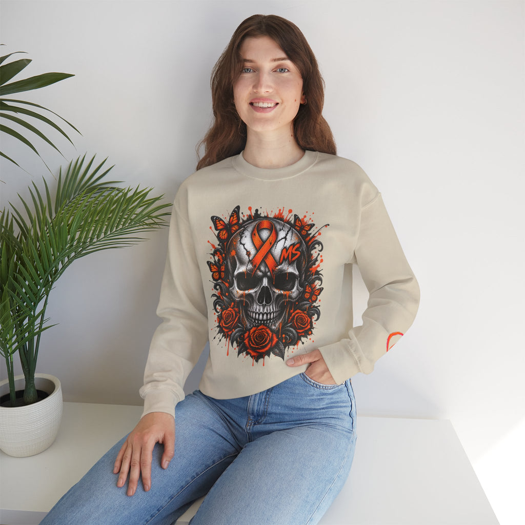 MS- Awareness Skull Crewneck Sweatshirt — "My Lesions Don’t Define Me"