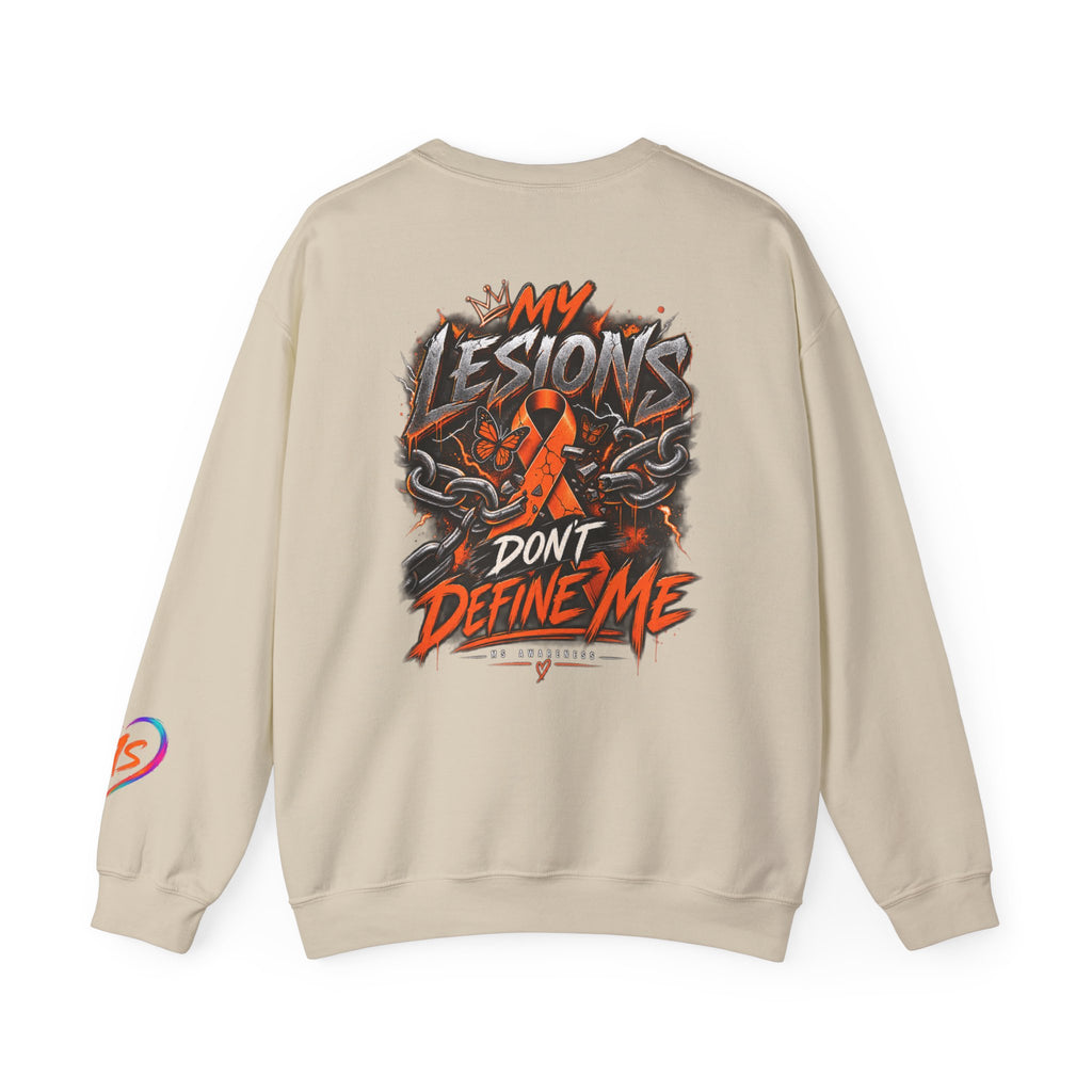 MS- Awareness Skull Crewneck Sweatshirt — "My Lesions Don’t Define Me"