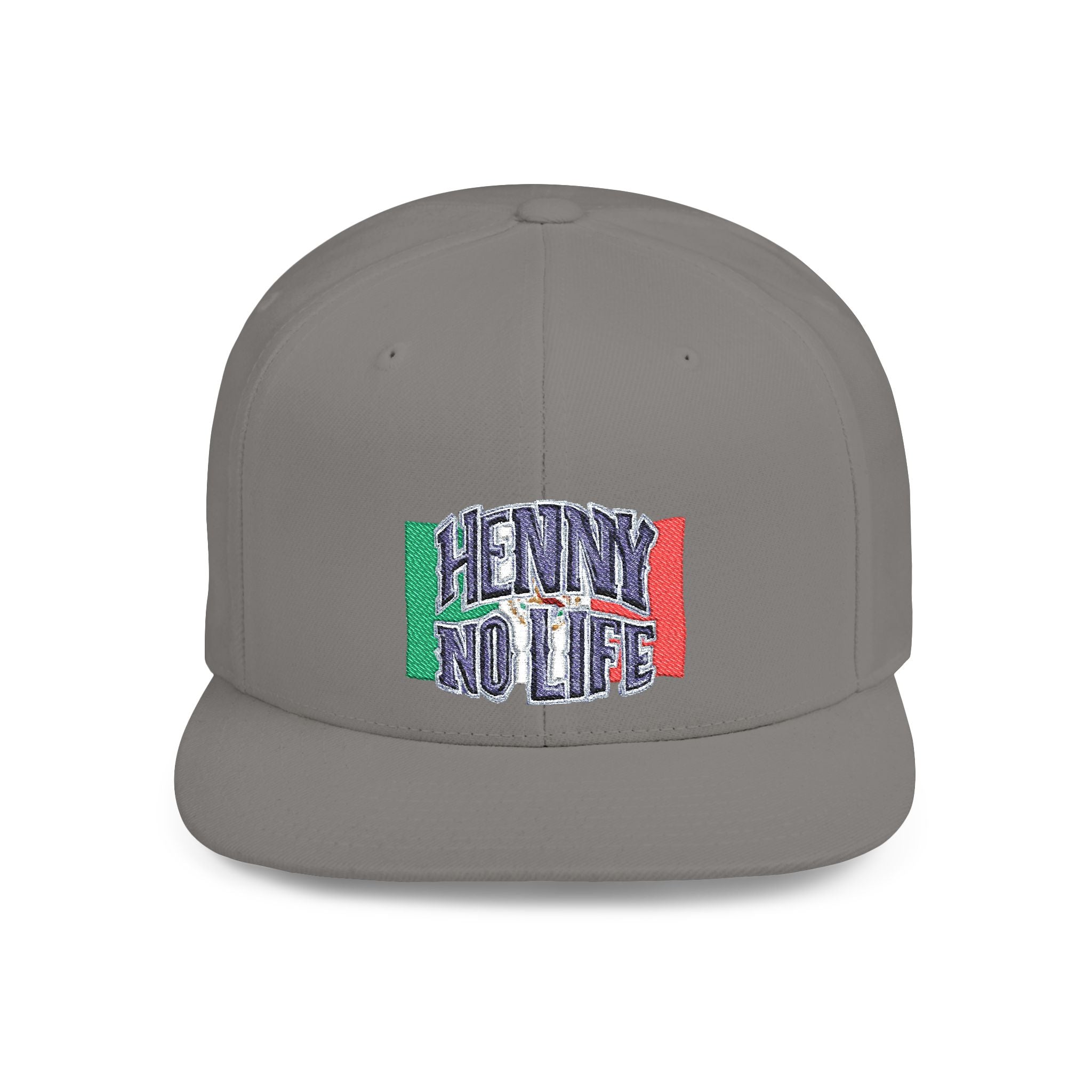 Henny- Flat Bill Snapback Hat — "Henny No Life" Embroidered with Italian Flag Accent
