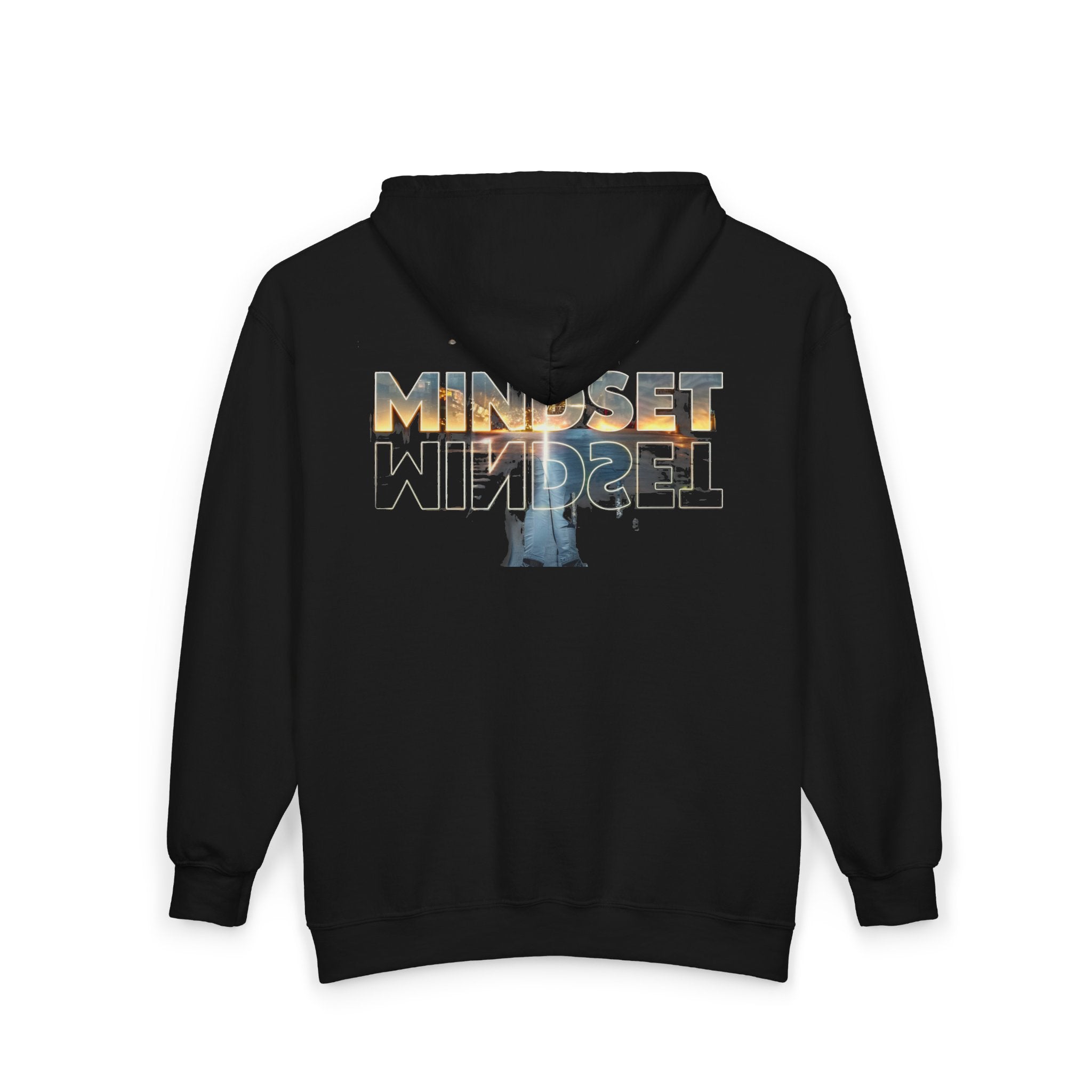 Zip- Mindset Reflection Zip Hoodie — 'MINDSET' Mirrored Statue Graphic