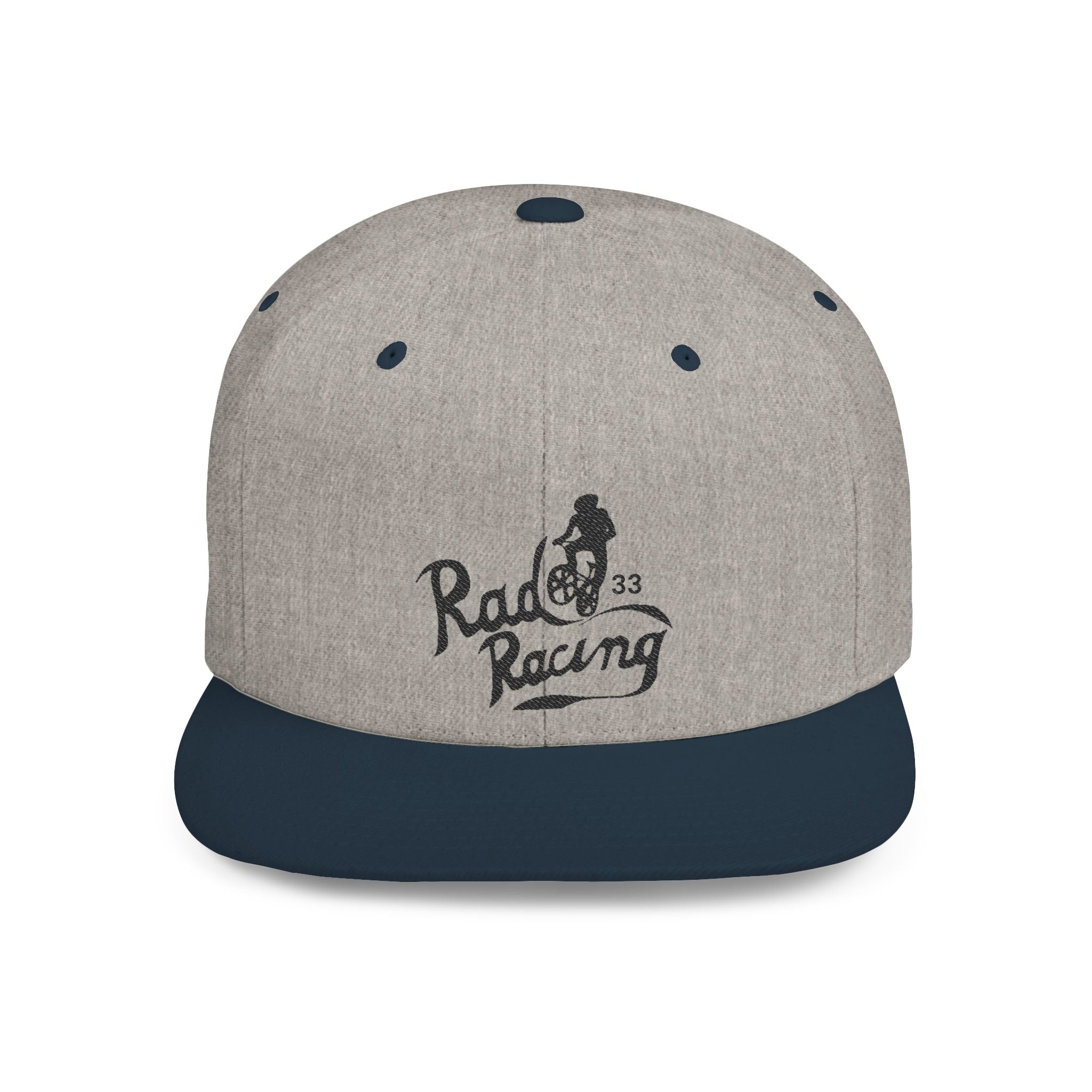 Rad-Flat Bill Snapback Hat — Retro 'Racer Racing' Embroidered Logo Cap