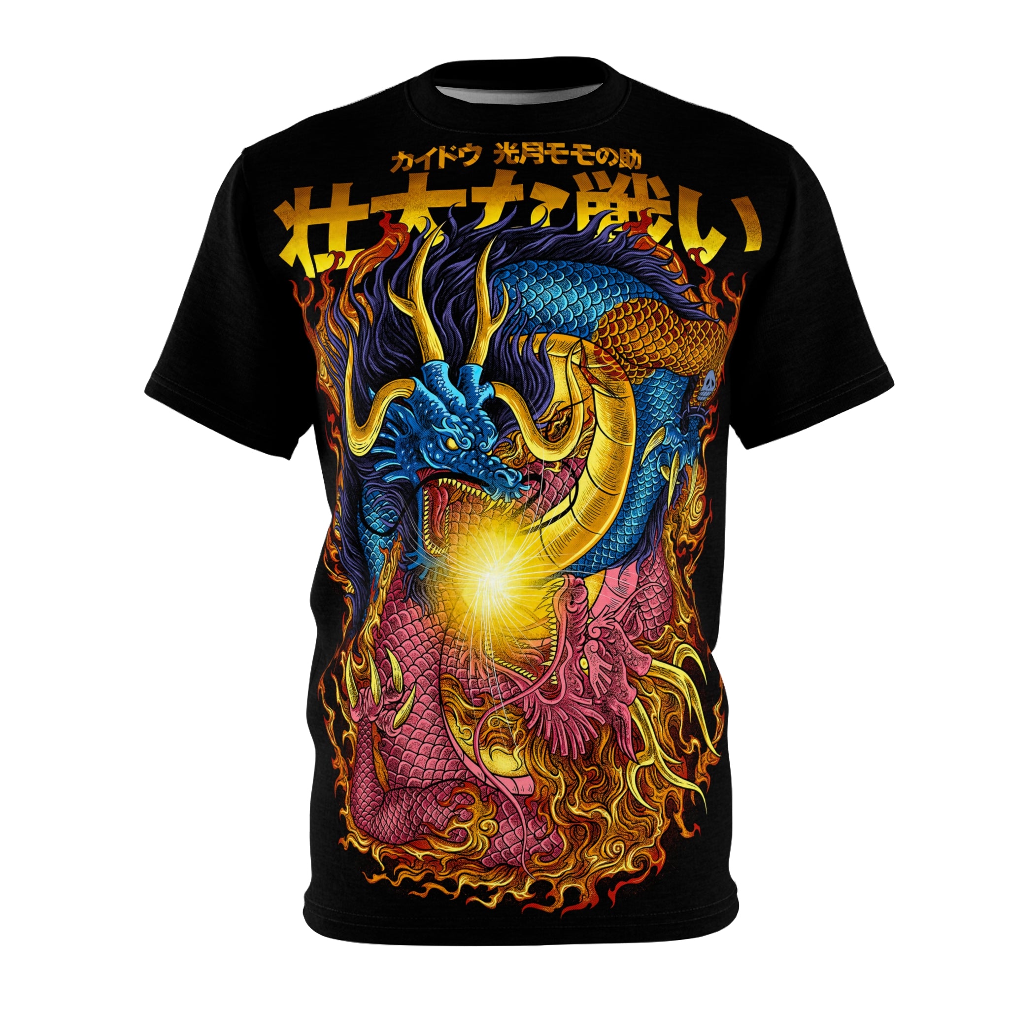 Anime- Dragon Oni Graphic Tee — Japanese Kanji Flame Design