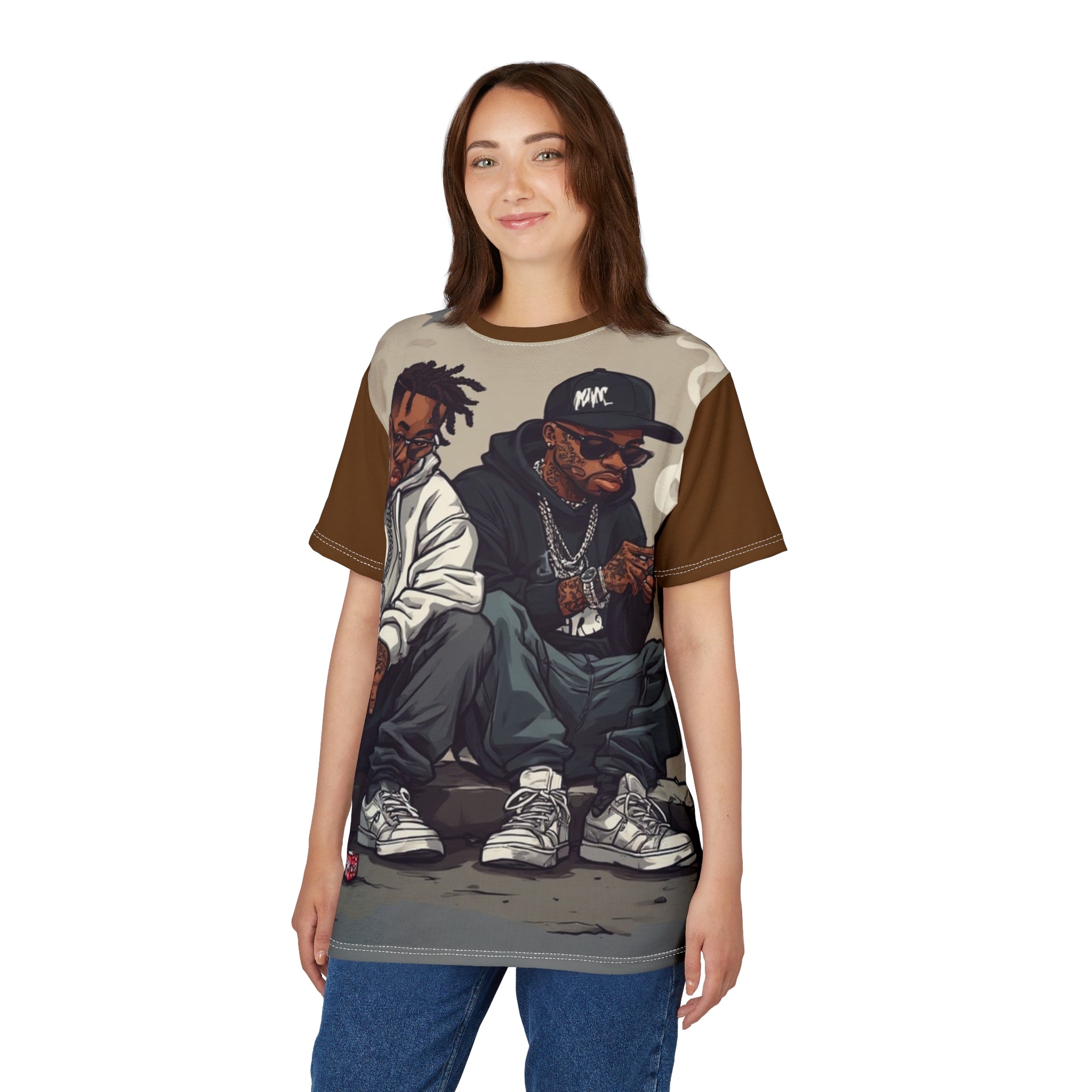Mindset-Hip Hop Duo Graphic Tee — Streetwear Rap Artists Illustration All-Over Print