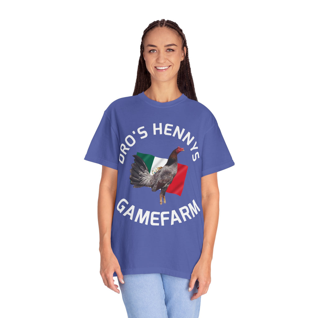 Henny- Gamefarm Rooster T-Shirt — "Dro's Henny's Gamefarm" Poultry Farm Tee
