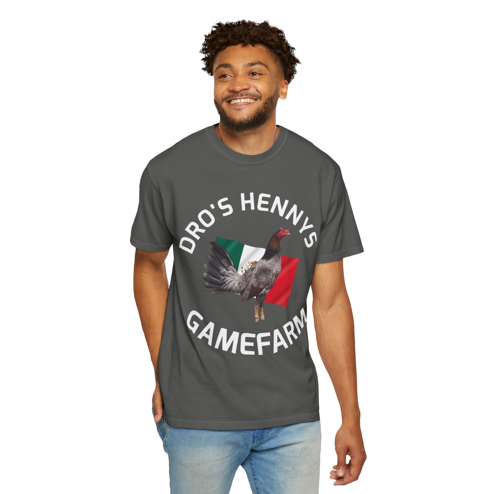 Henny- Gamefarm Rooster T-Shirt — "Dro's Henny's Gamefarm" Poultry Farm Tee