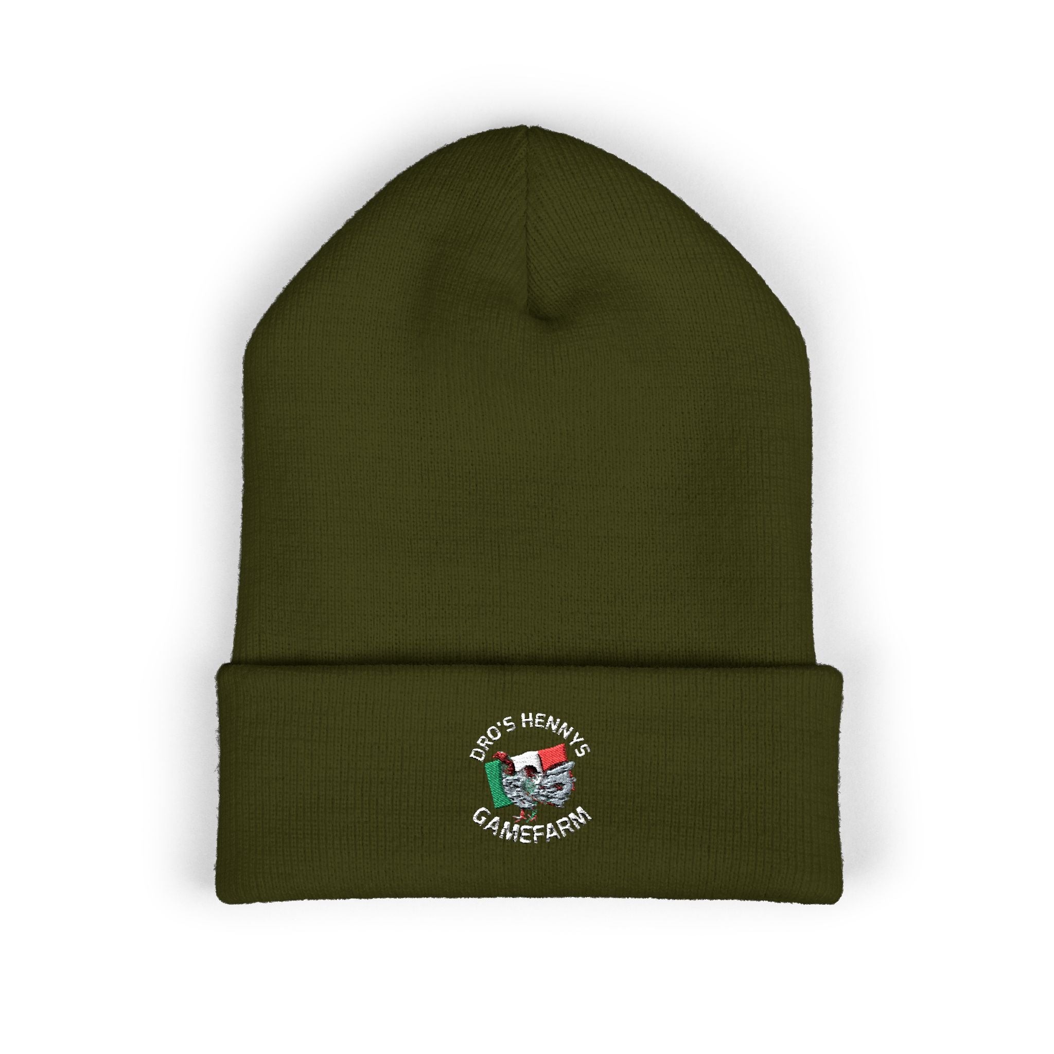 Henny-Embroidered "Fish & Friends Game Shack" Classic Cuffed Beanie — Winter Knit Hat