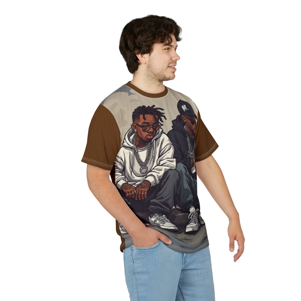 Mindset-Hip Hop Duo Graphic Tee — Streetwear Rap Artists Illustration All-Over Print
