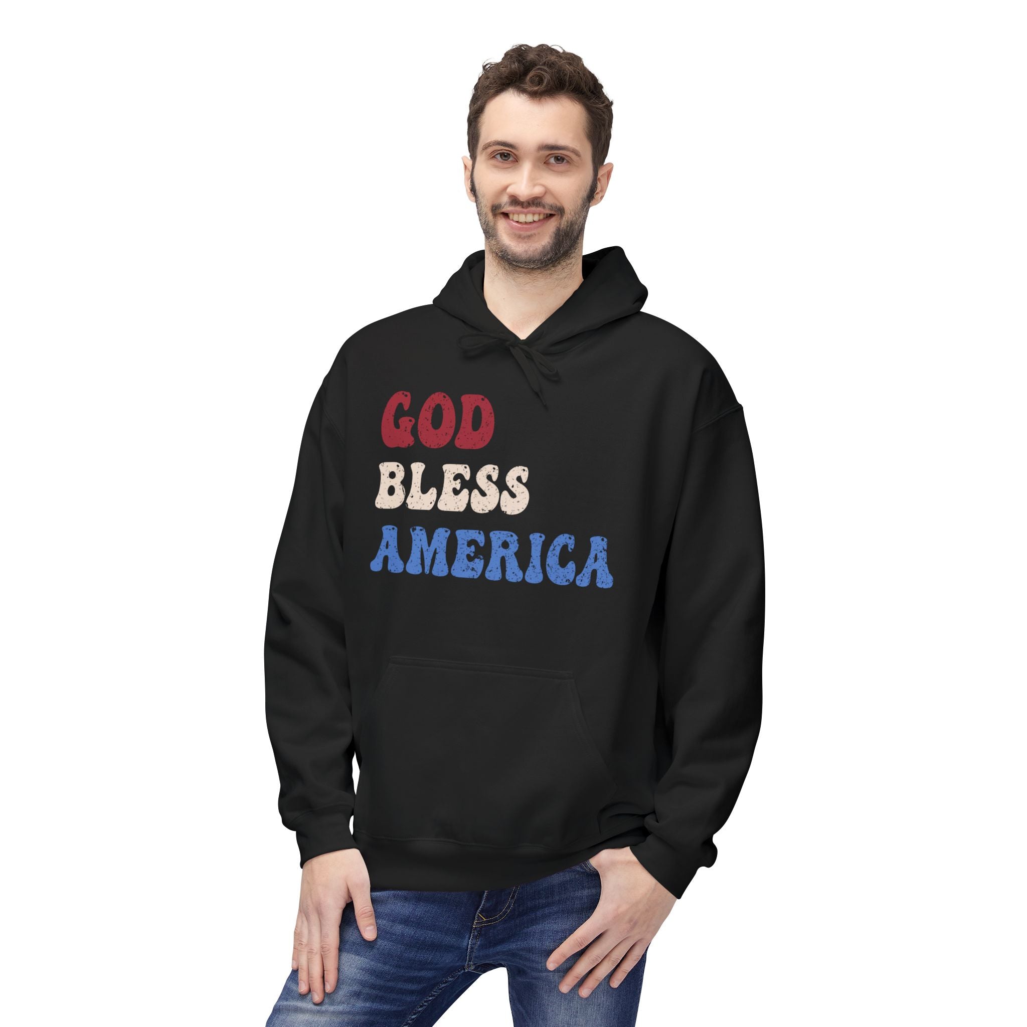 Ant-Hoodie - "God Bless America" Patriotic Ape Graphic USA Hoodie