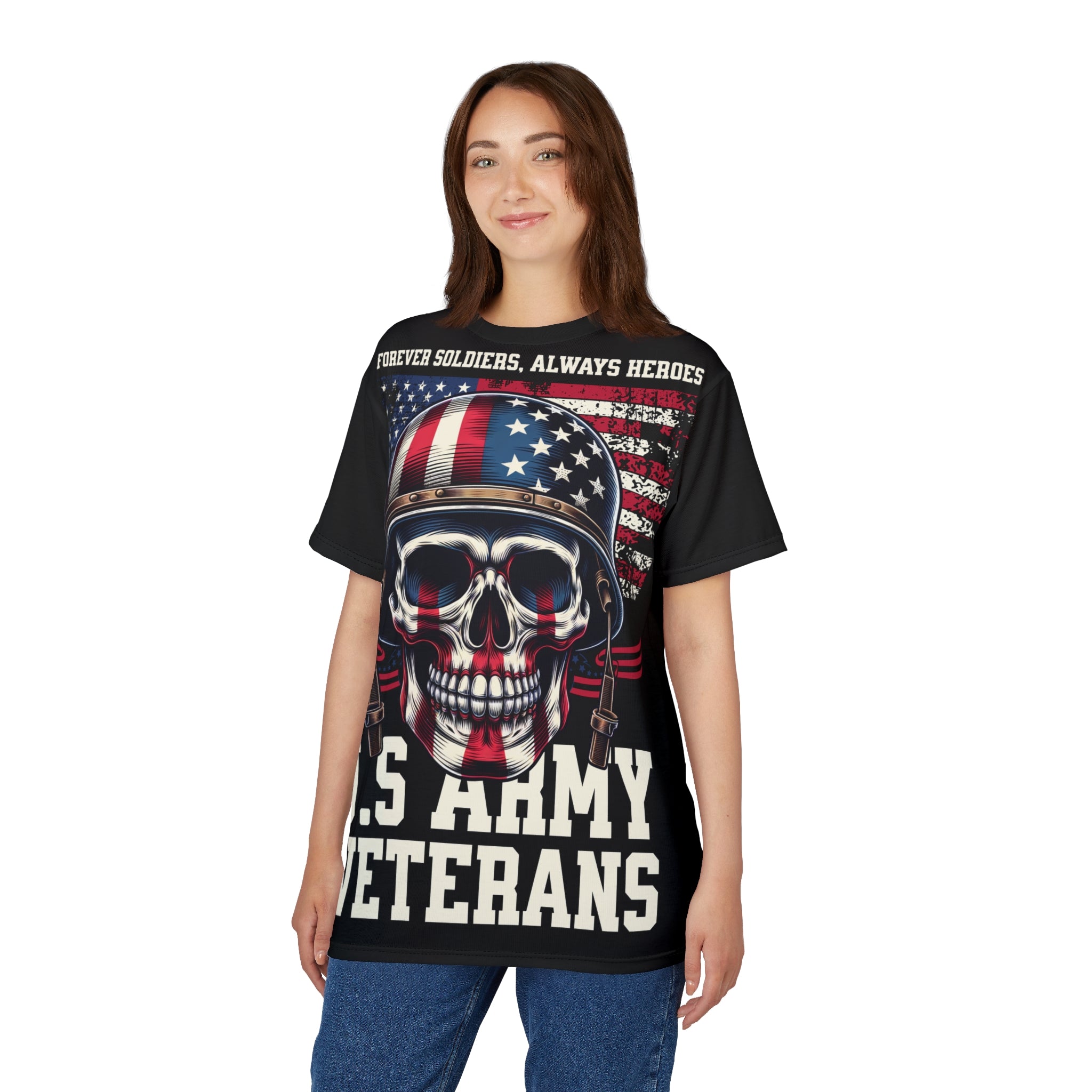 America-U.S. Army Veterans Skull Tee — "Forever Soldiers, Always Heroes" Patriotic T-Shirt