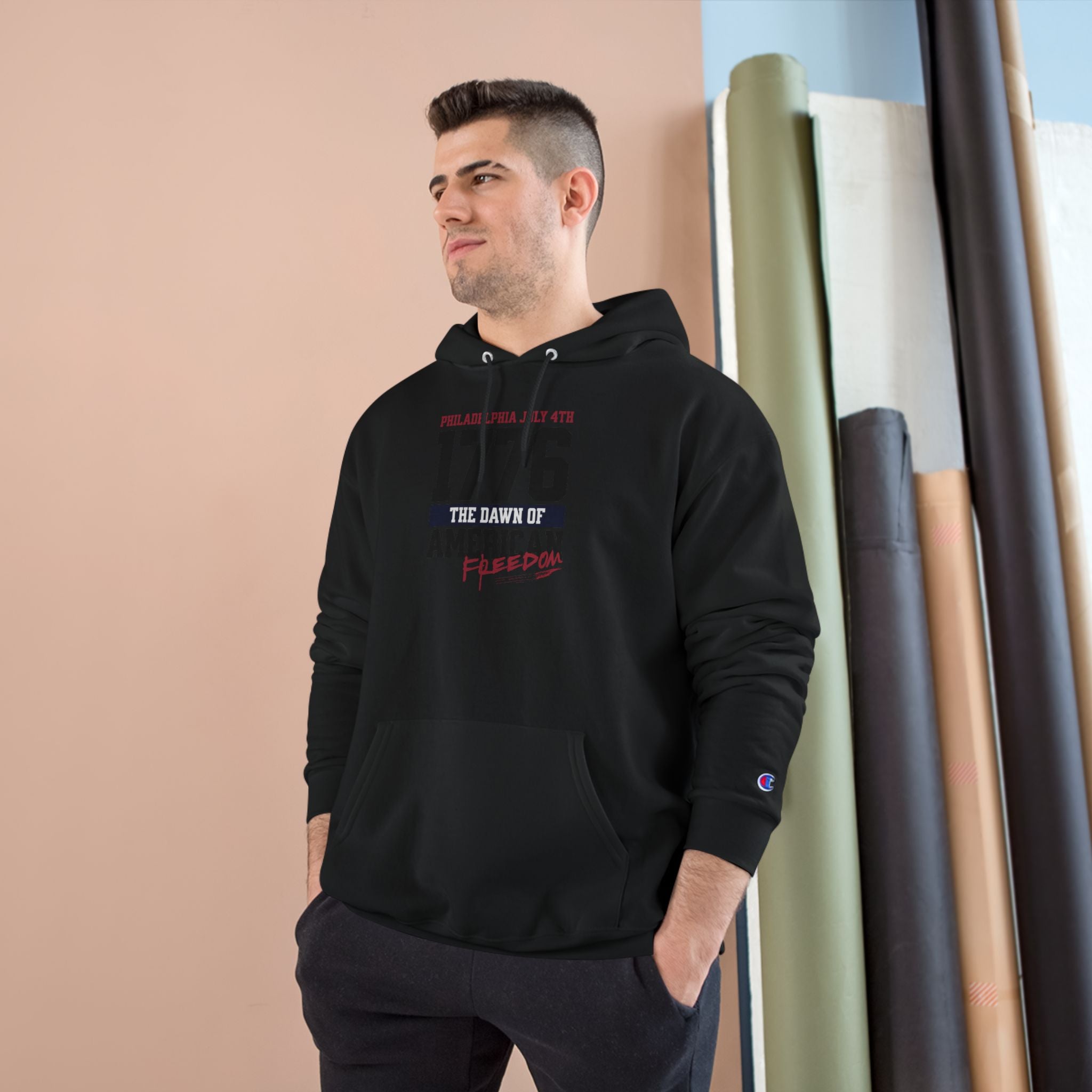 Ant-Patriotic 1776 Hoodie — "Love It or Leave It" American Flag Champion Hoodie