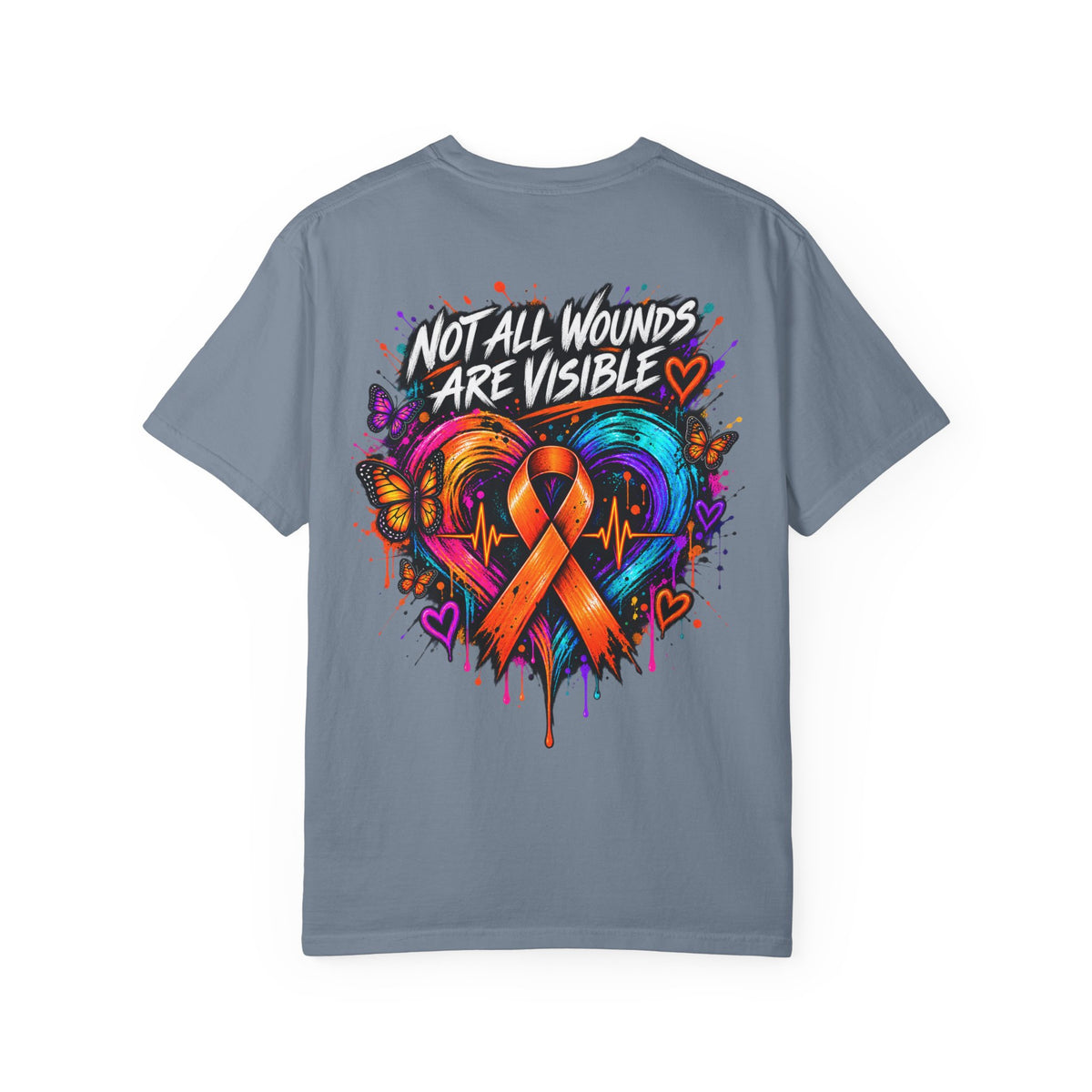 MS- Awareness Heart Ribbon T-Shirt — “Not All Wounds Are Visible” Neuropathy Support Tee