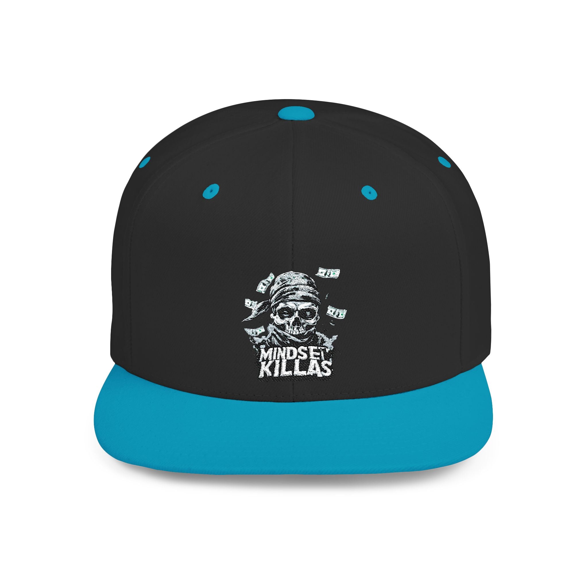 Mindset-Snapback Hat — "Kille" Skull Graphic Flat Bill Cap