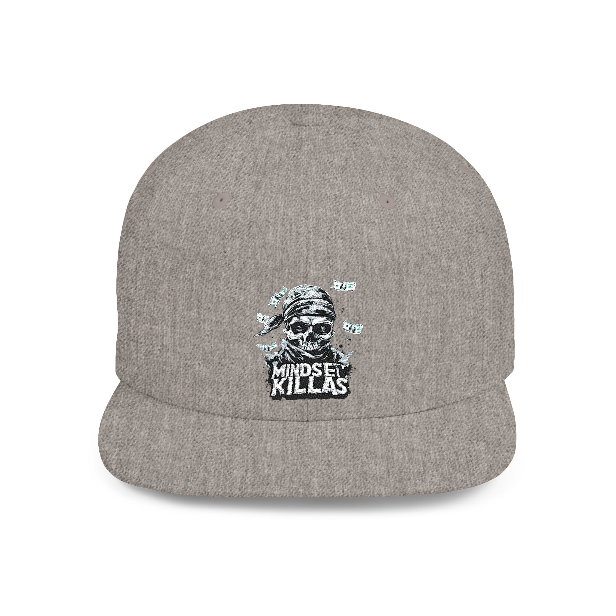 Mindset-Snapback Hat — "Kille" Skull Graphic Flat Bill Cap