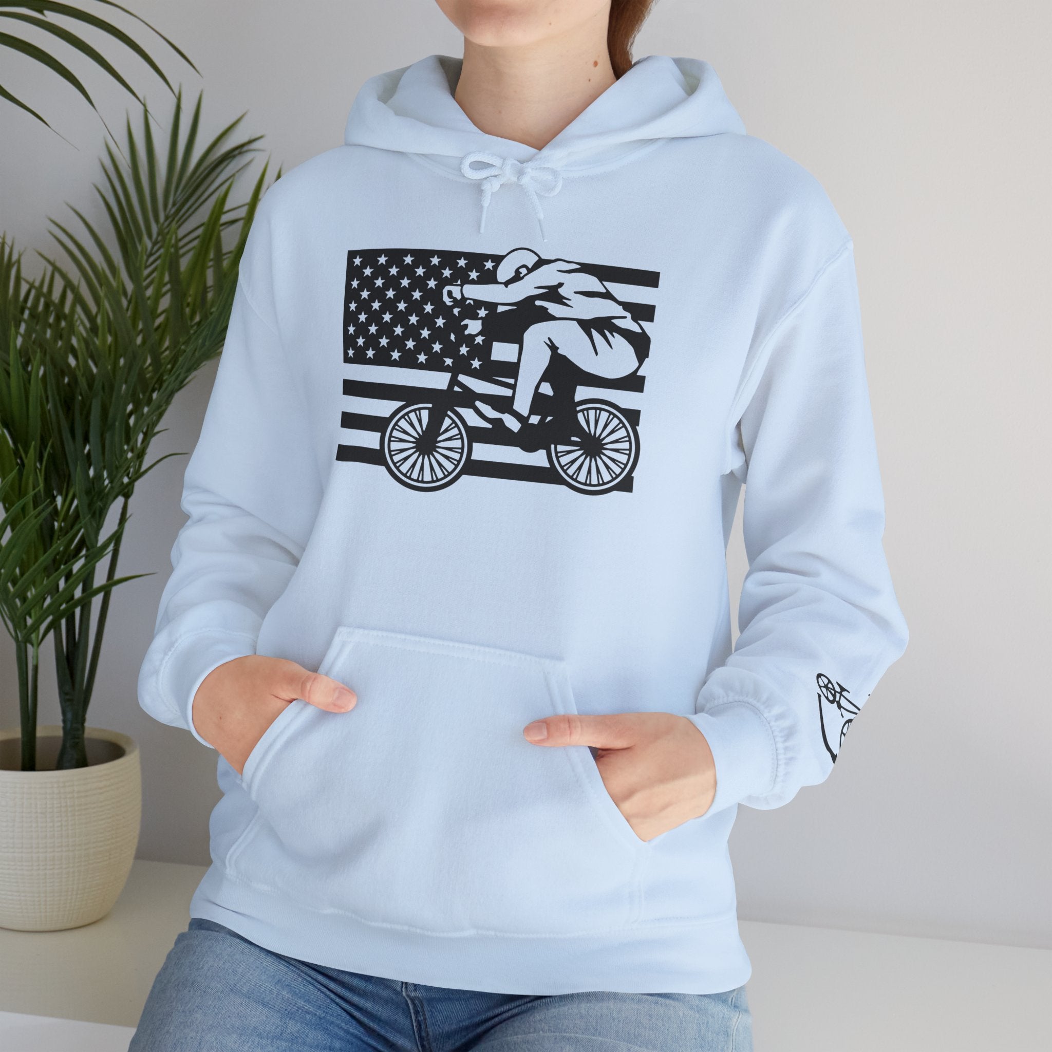 Rad-Biker American Flag Hoodie — 'Is My Bike Okay?' Graphic Hooded Sweatshirt