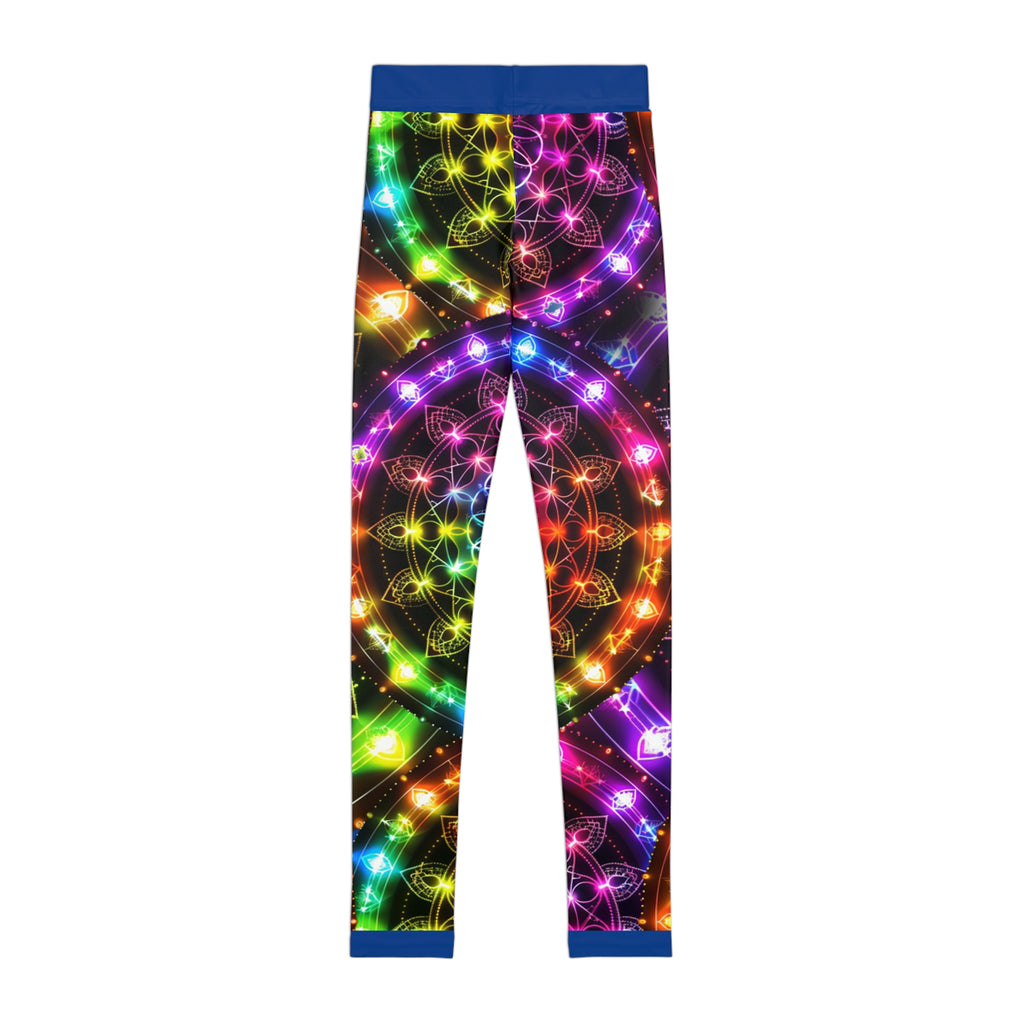 Youth Leggings — Neon Rainbow Mandala All-Over Print