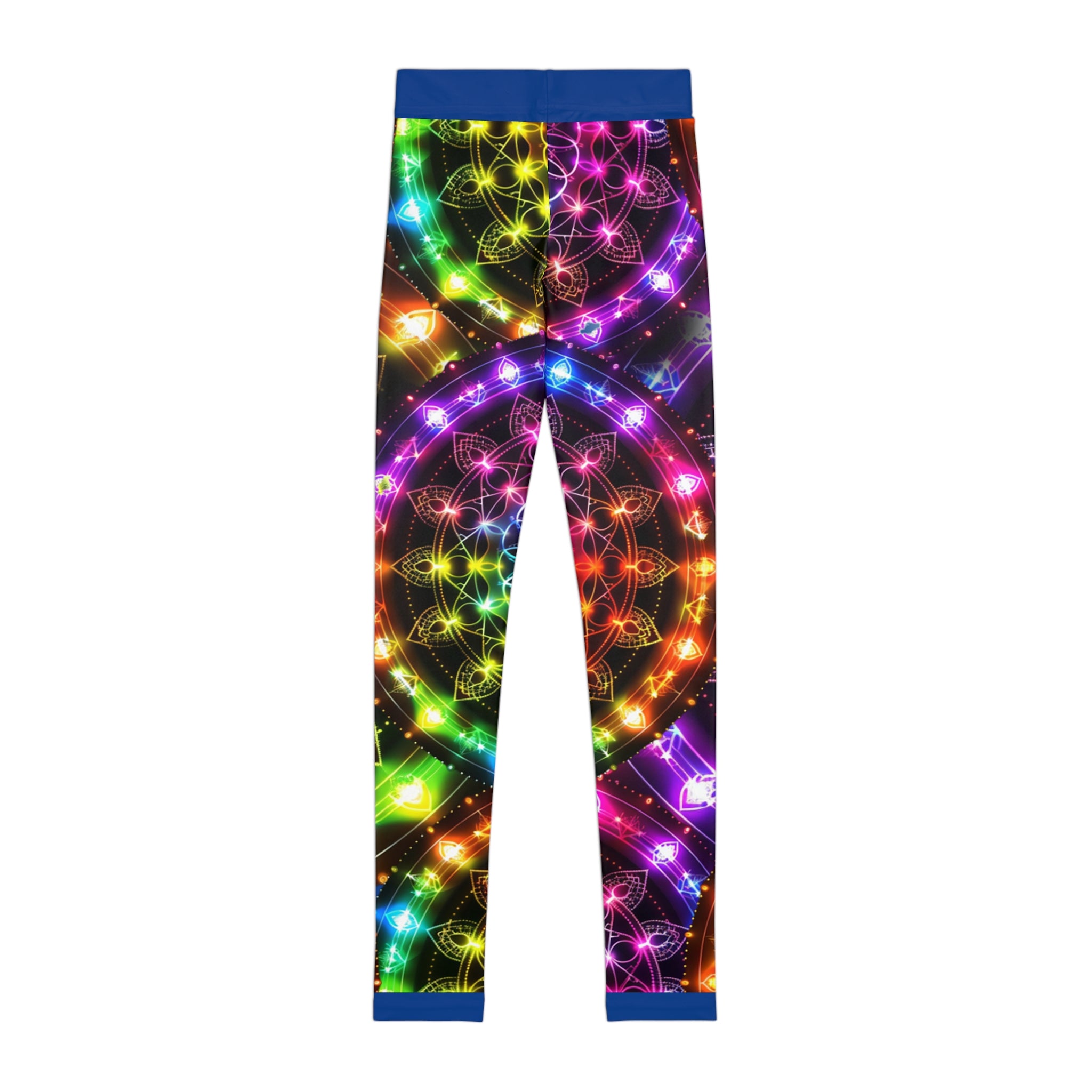 Youth Leggings — Neon Rainbow Mandala All-Over Print