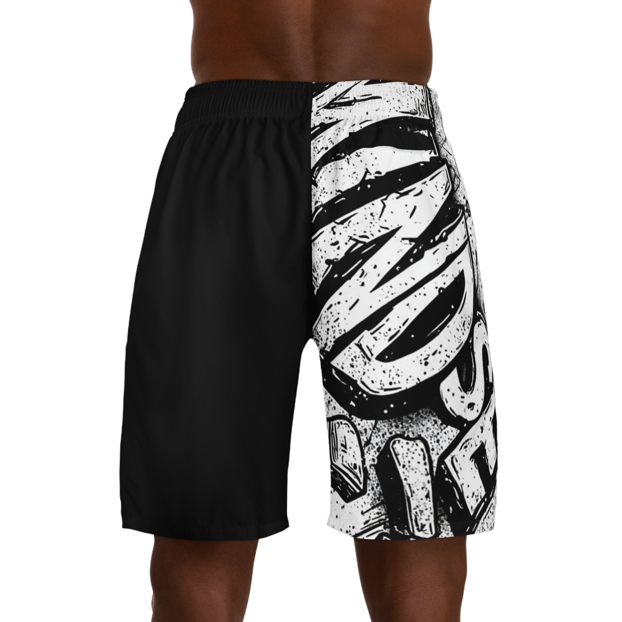 Pay Me Respect Men's Jogger Shorts — Bold Black & White Graphic Streetwear