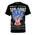 Dragon-Son Goku Blue Hair Anime Tee — Super Saiyan God Inspired Graphic T-Shirt