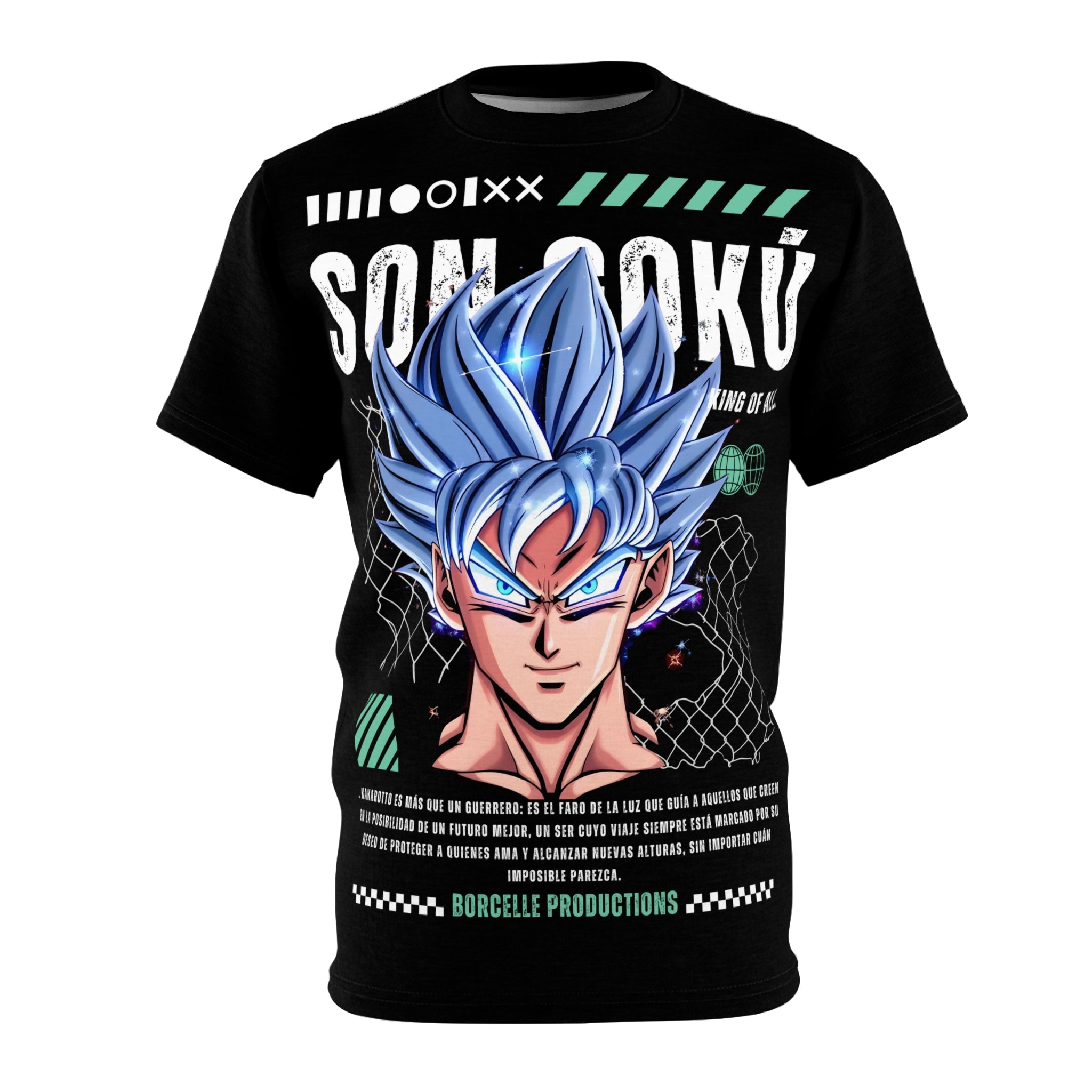 Dragon-Son Goku Blue Hair Anime Tee — Super Saiyan God Inspired Graphic T-Shirt