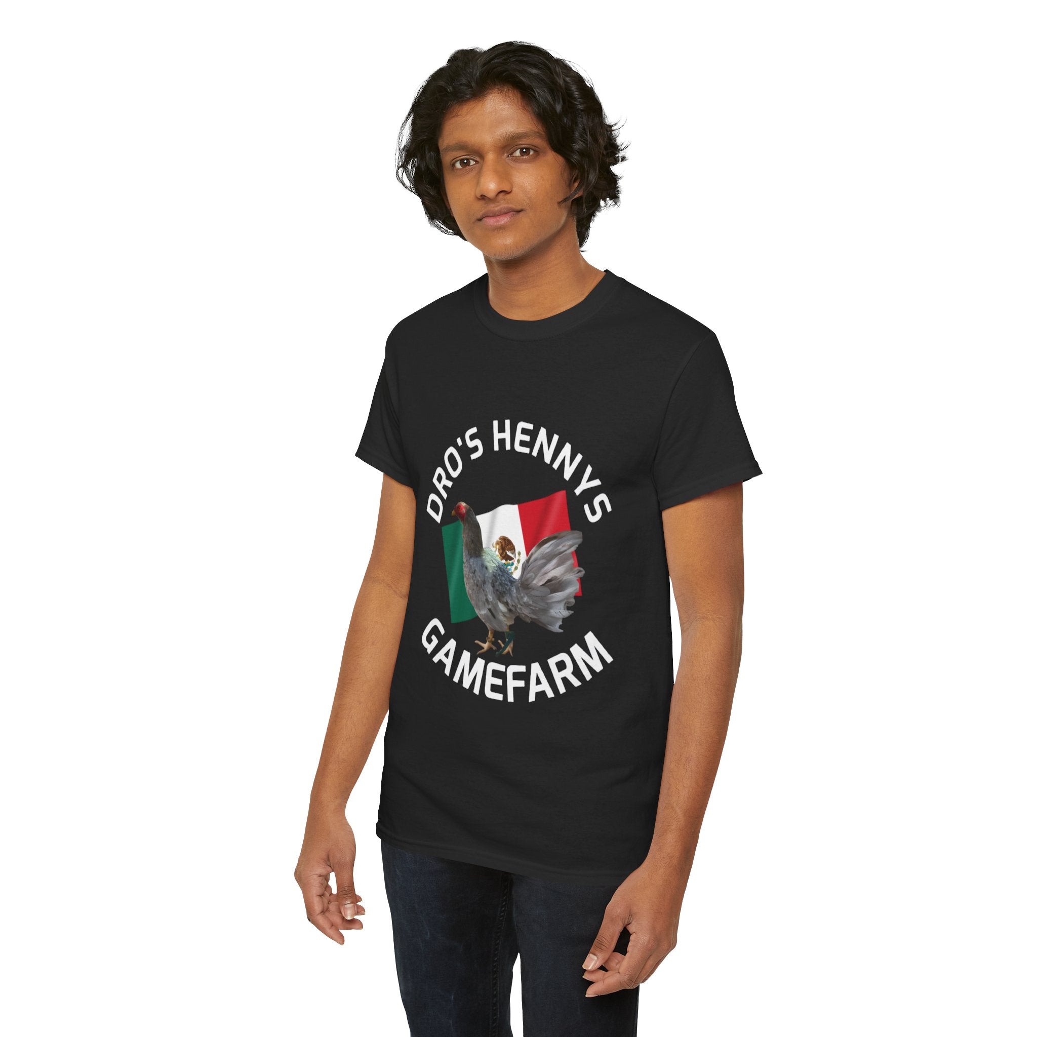 Henny-Gamefowl Tee — "Dro's Henny's Gamefarm" Mexican Flag Rooster Shirt
