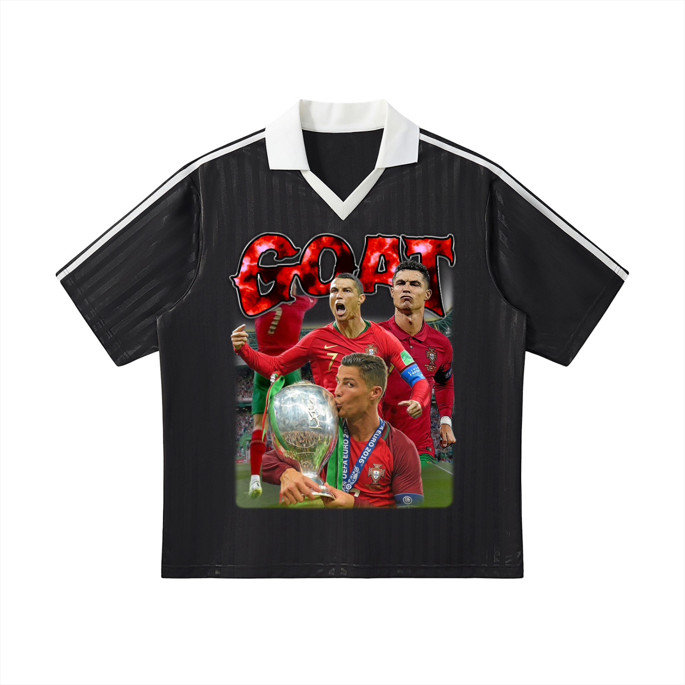 Contrast Collar Striped Soccer Jersey