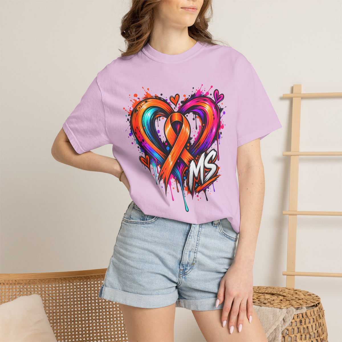 MS- Awareness Heart Ribbon T-Shirt — “Not All Wounds Are Visible” Neuropathy Support Tee