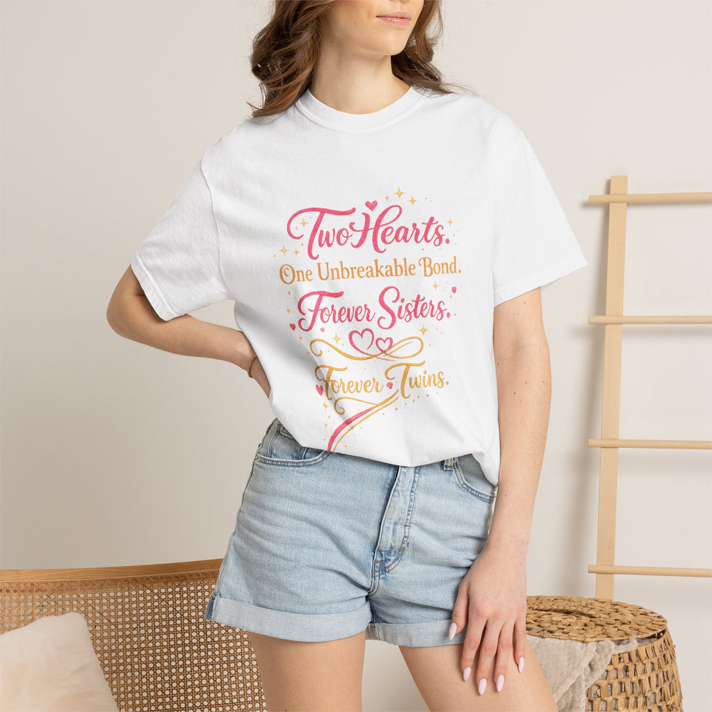 Tiff-Twins Forever T-Shirt — “Two Hearts, One Unbreakable Bond” Sister Twin Tee