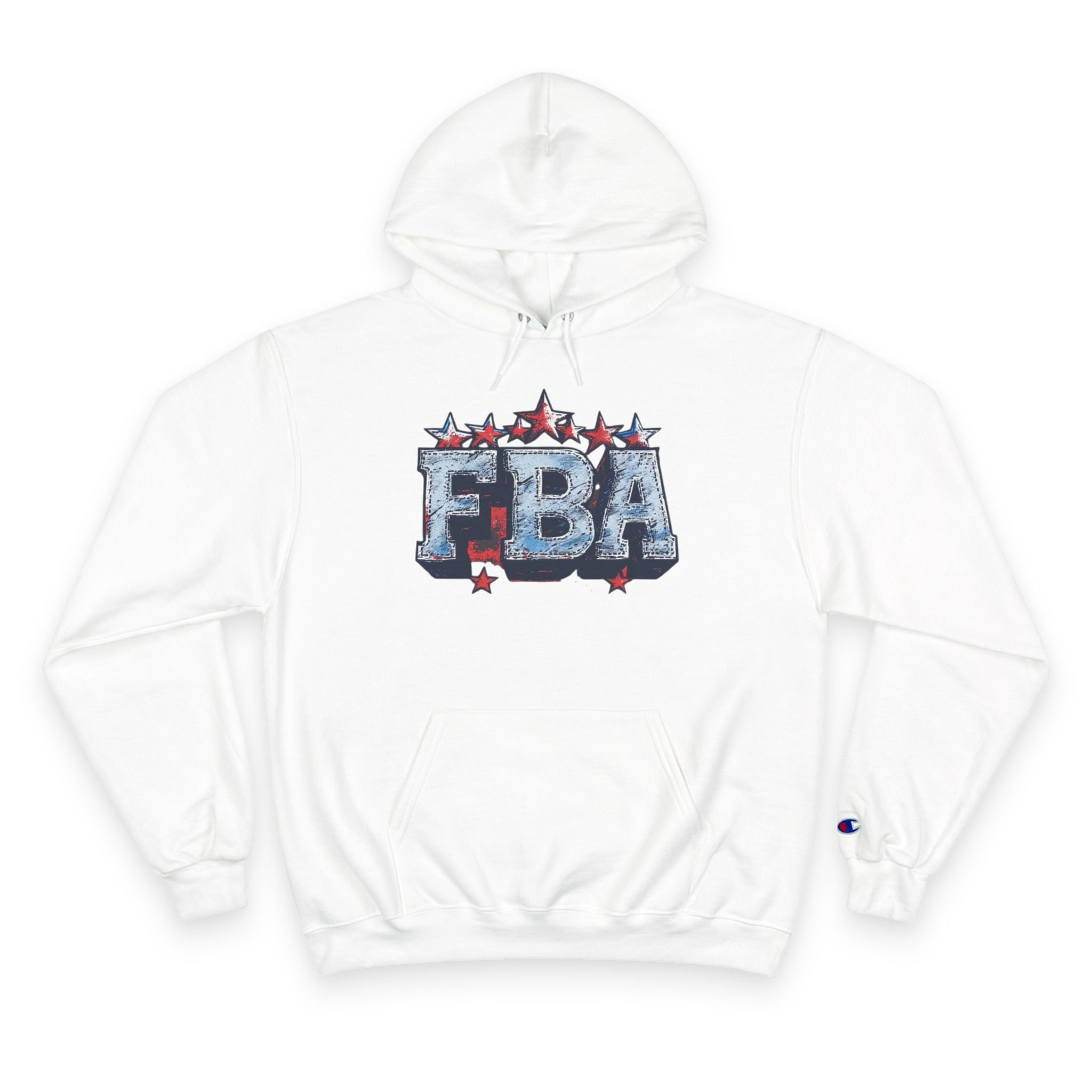 FBA- Graphic Hoodie — Retro Neon Fist & Star Emblem Champion Sweatshirt
