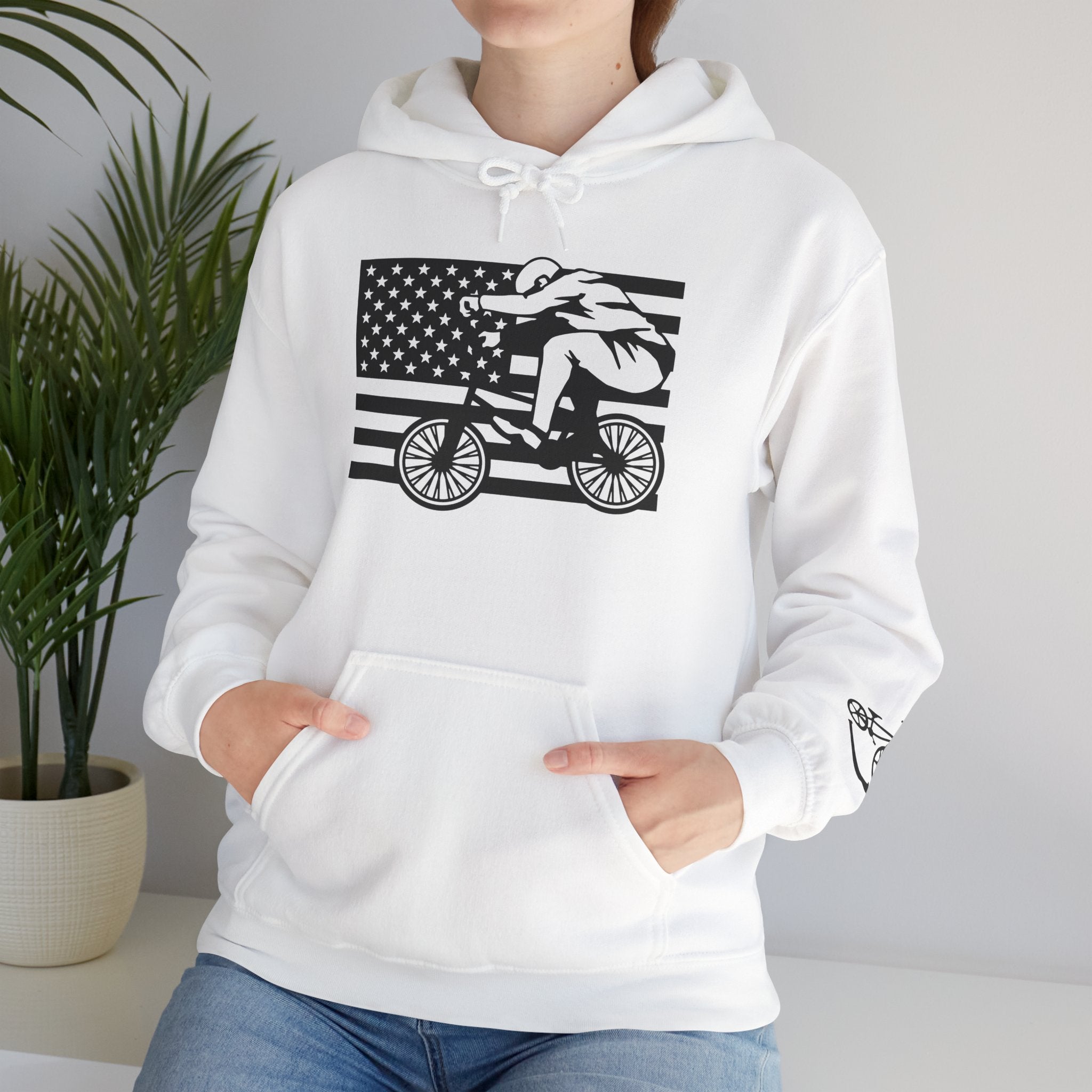 Rad-Biker American Flag Hoodie — 'Is My Bike Okay?' Graphic Hooded Sweatshirt