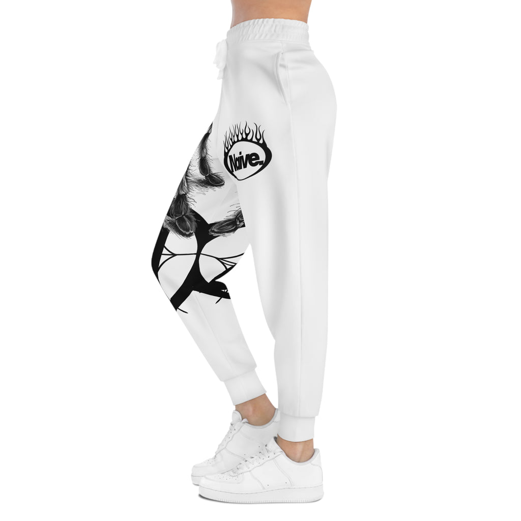 Joggers-Spider Graphic Joggers — 'Naive' Flame Logo Athletic Sweatpants