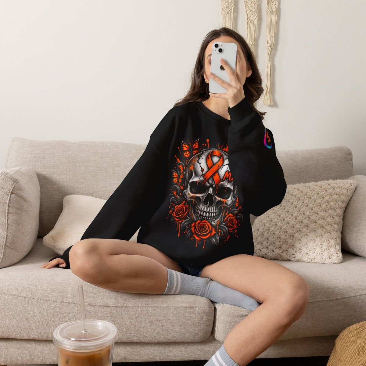 MS- Awareness Skull Crewneck Sweatshirt — "My Lesions Don’t Define Me"