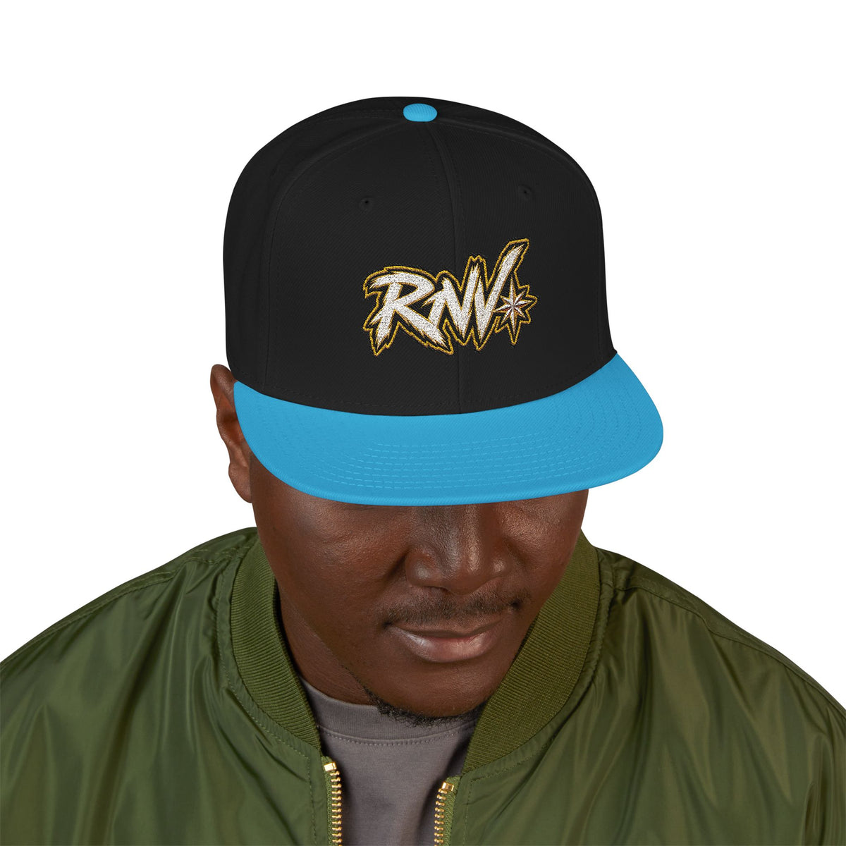 Hat-Embroidered Gold Graffiti Snapback Hat