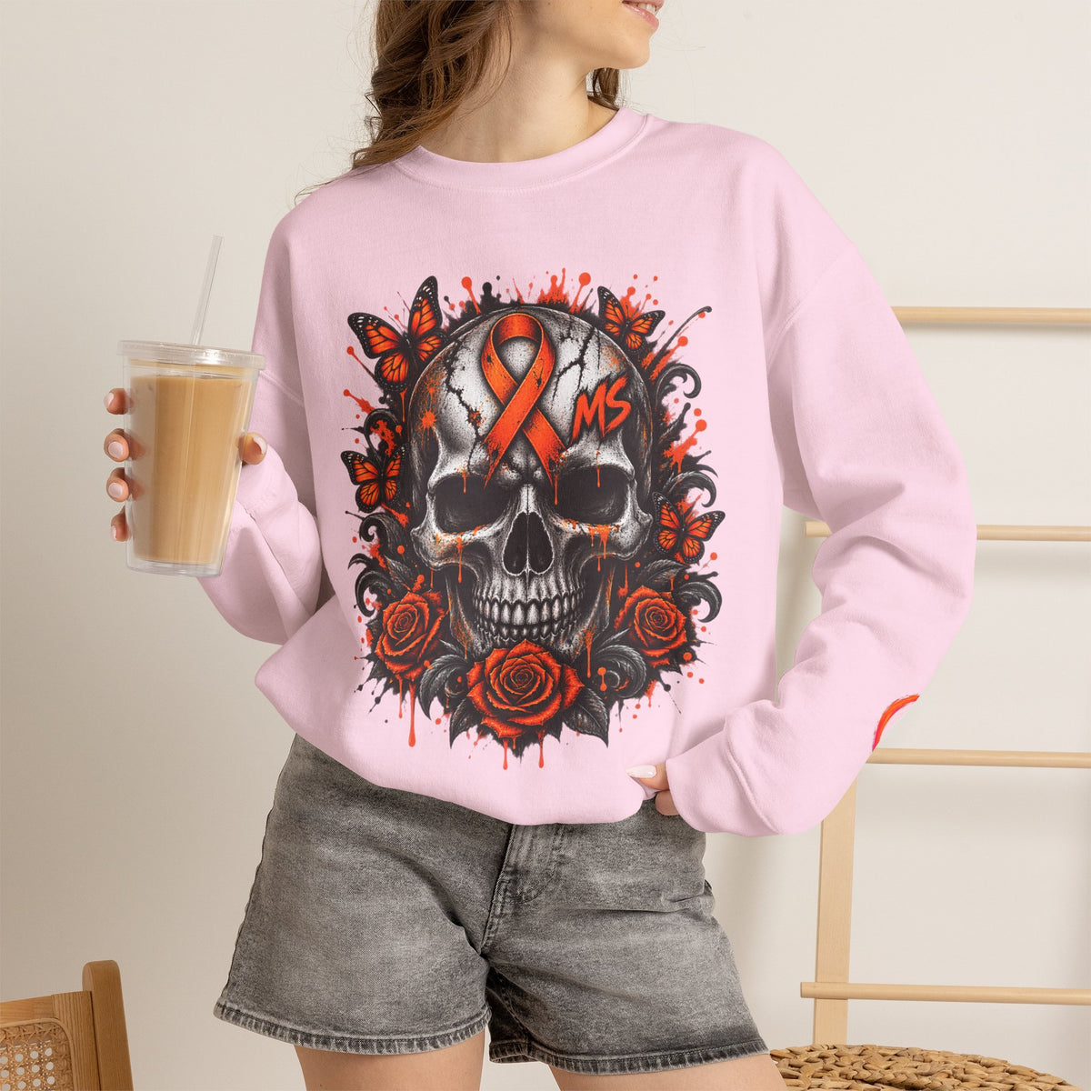 MS- Awareness Skull Crewneck Sweatshirt — "My Lesions Don’t Define Me"