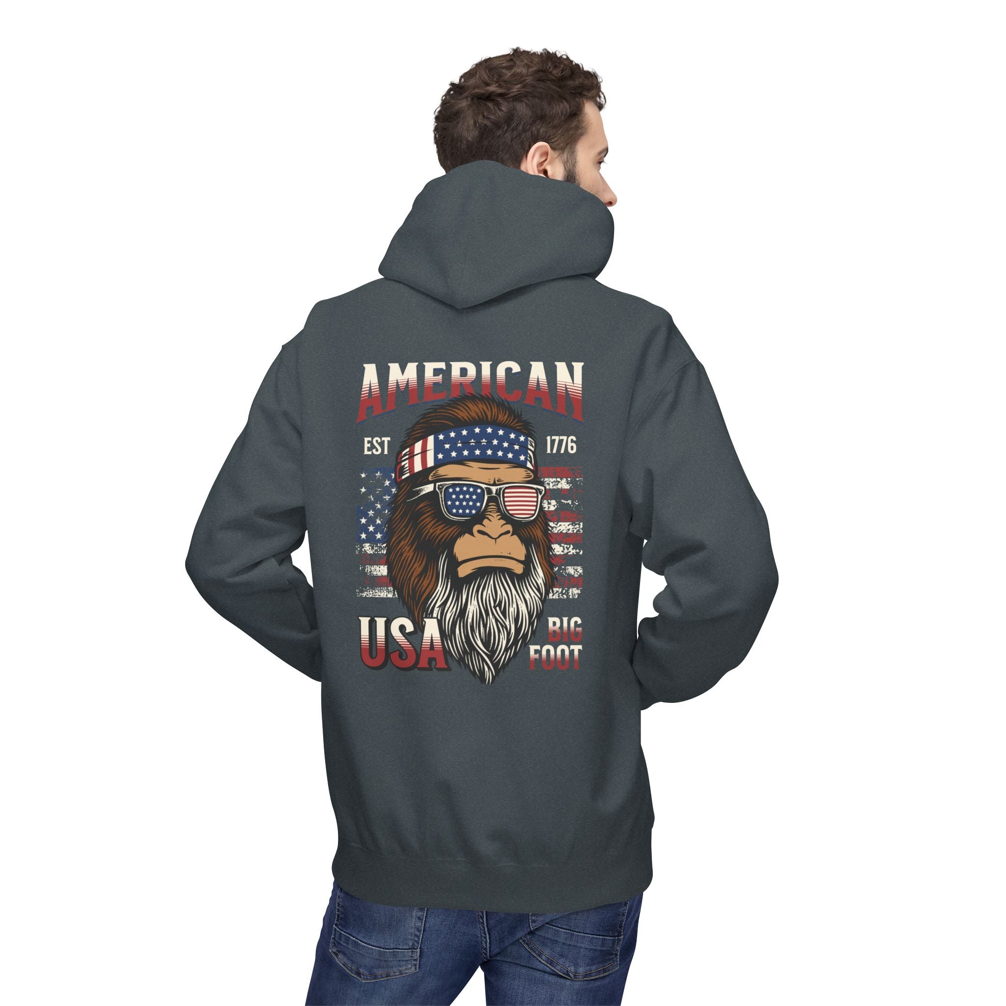 Ant-Hoodie - "God Bless America" Patriotic Ape Graphic USA Hoodie