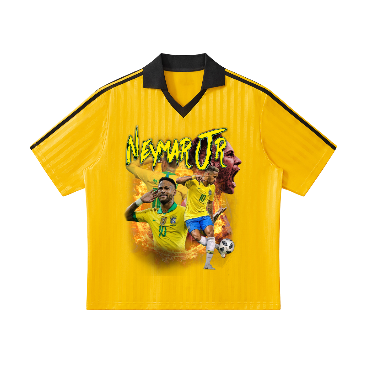 Contrast Collar Striped Soccer Jersey