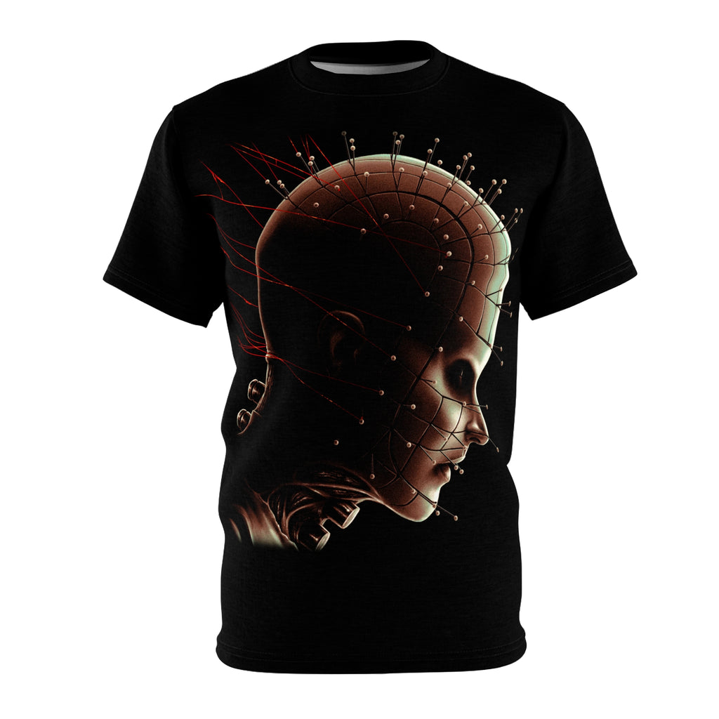 Movie-Pinhead Tee — Dark Sci‑Fi All‑Over Print