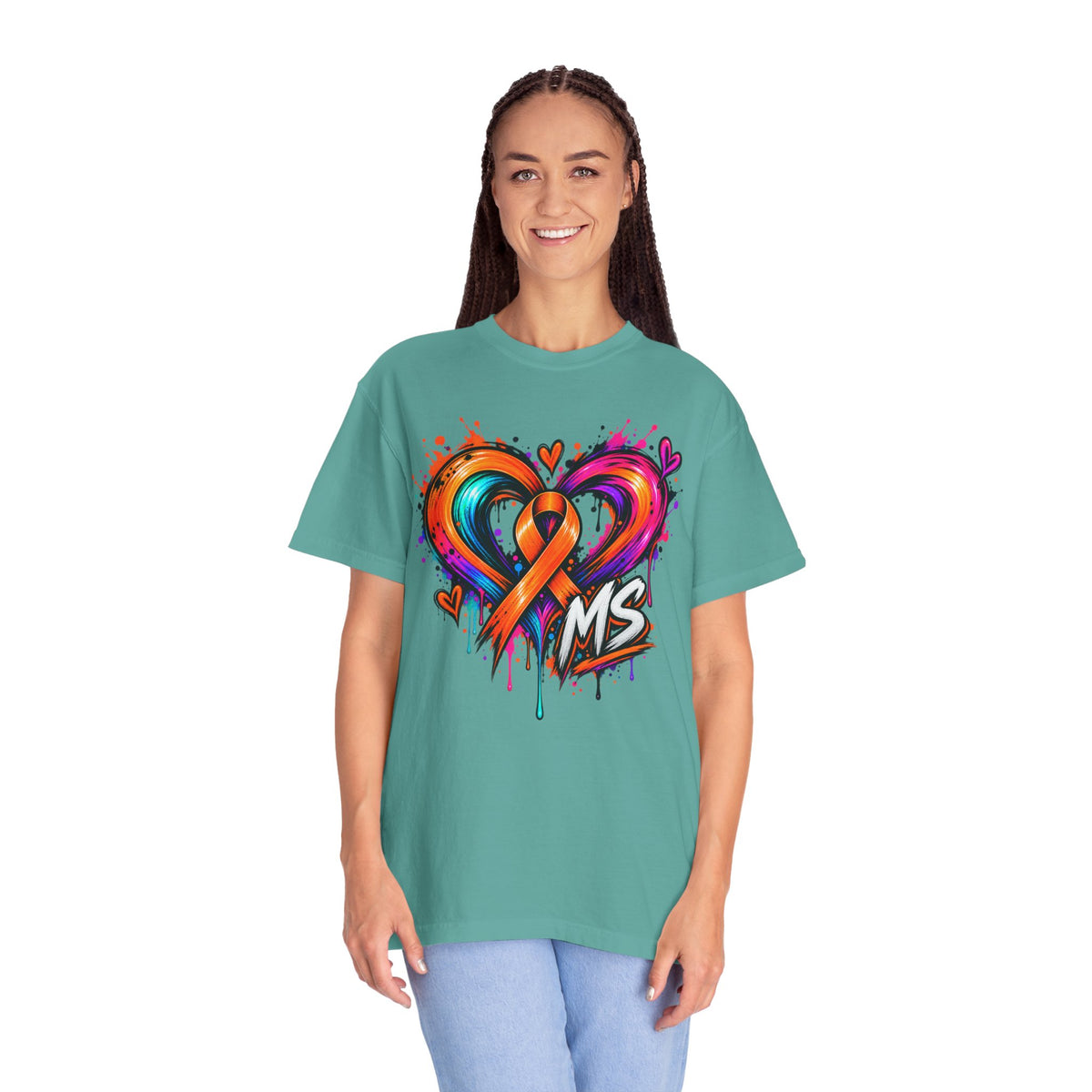 MS- Awareness Heart Ribbon T-Shirt — “Not All Wounds Are Visible” Neuropathy Support Tee