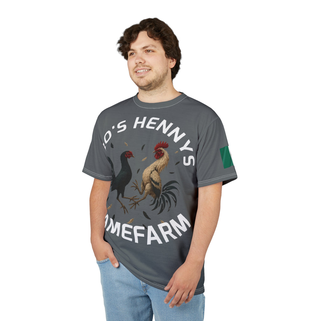 Henny- Gamefarm Roosters T‑Shirt — "Dro's Henny's Gamefarm" All‑Over Print Tee
