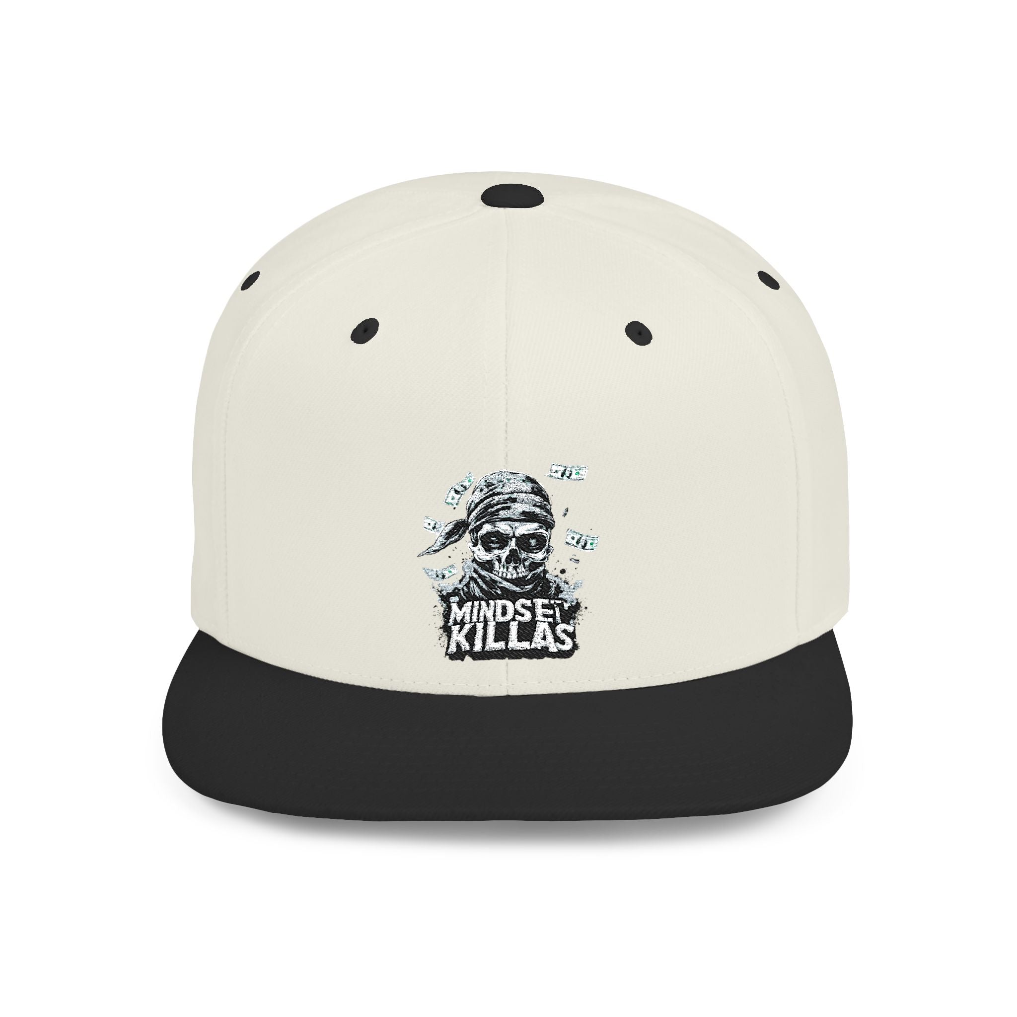 Mindset-Snapback Hat — "Kille" Skull Graphic Flat Bill Cap