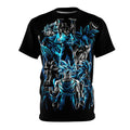Dragon -Warrior Collage Tee — Blue Neon Anime All-Over Print