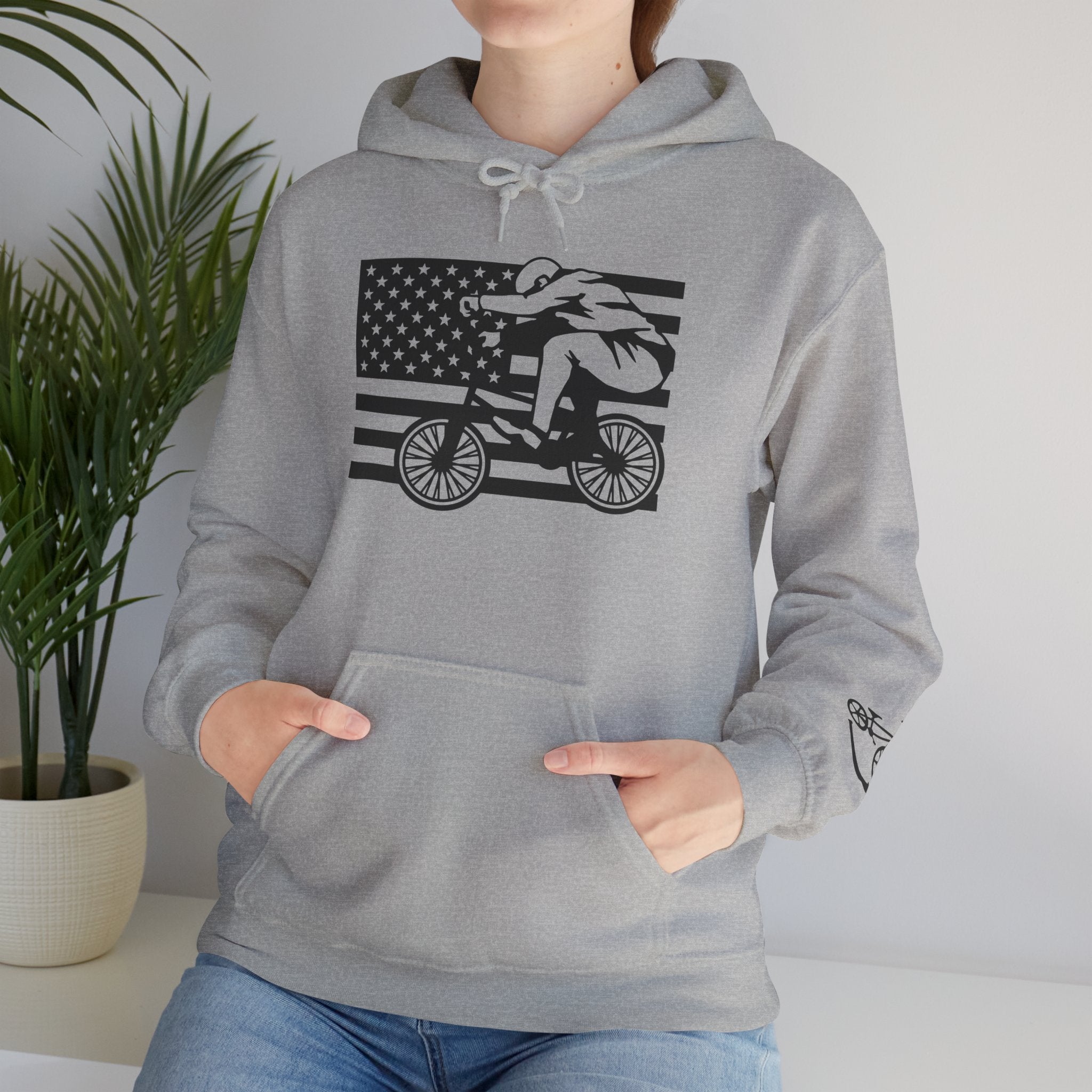 Rad-Biker American Flag Hoodie — 'Is My Bike Okay?' Graphic Hooded Sweatshirt