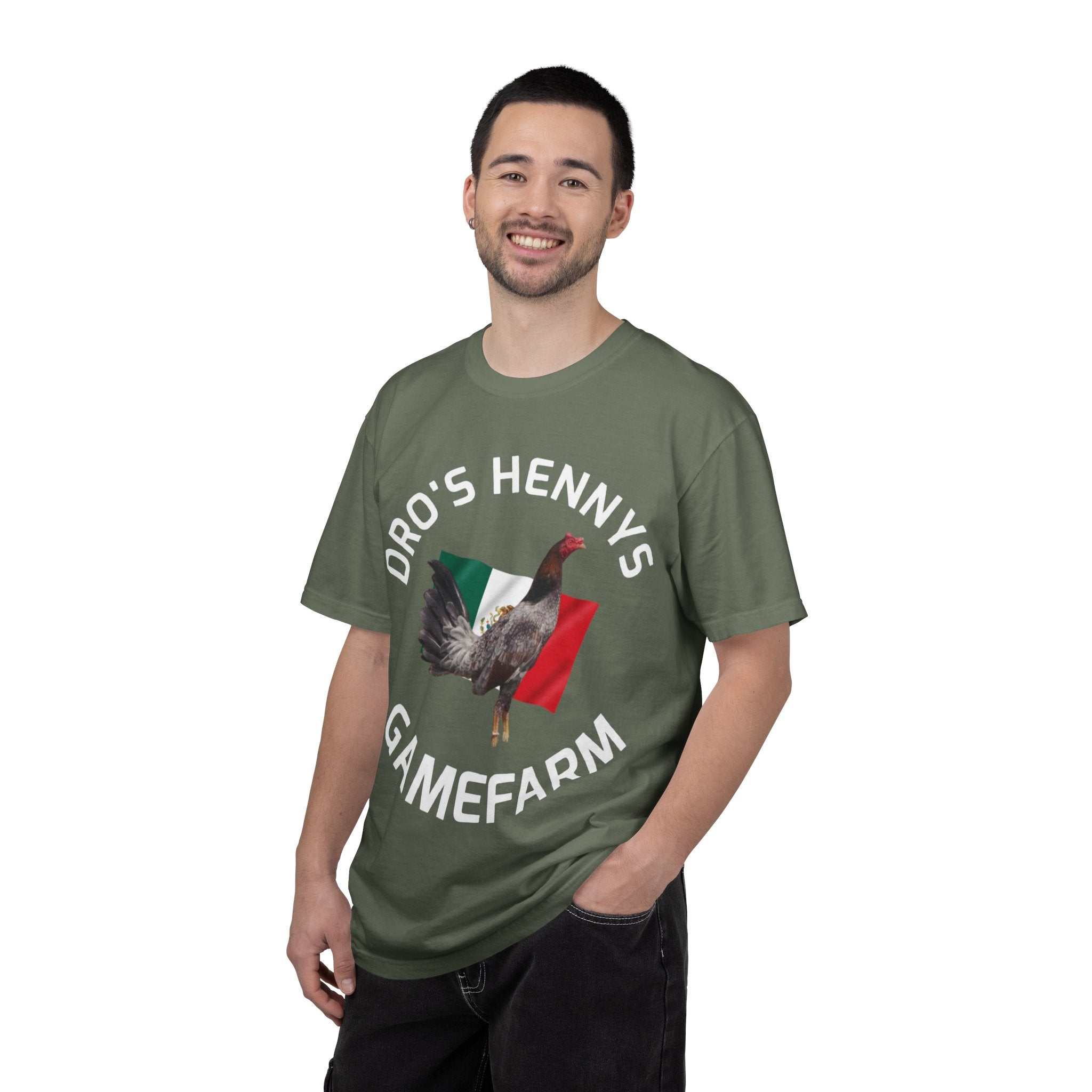 Henny- Gamefarm Rooster T-Shirt — "Dro's Henny's Gamefarm" Poultry Farm Tee