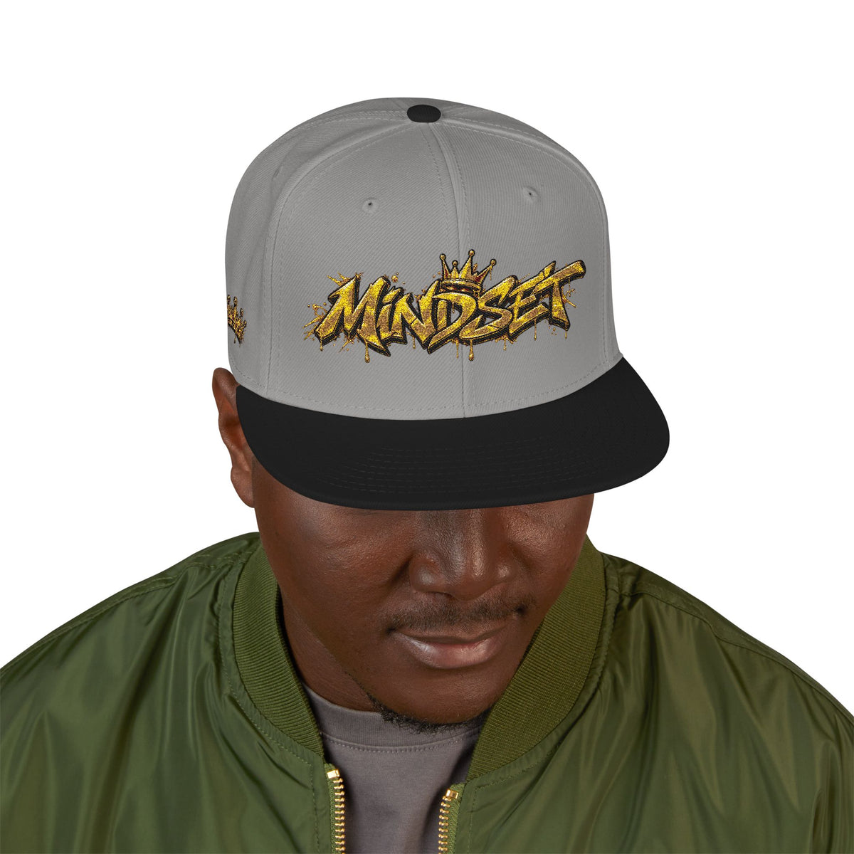 Hat-Embroidered Gold Graffiti Snapback Hat